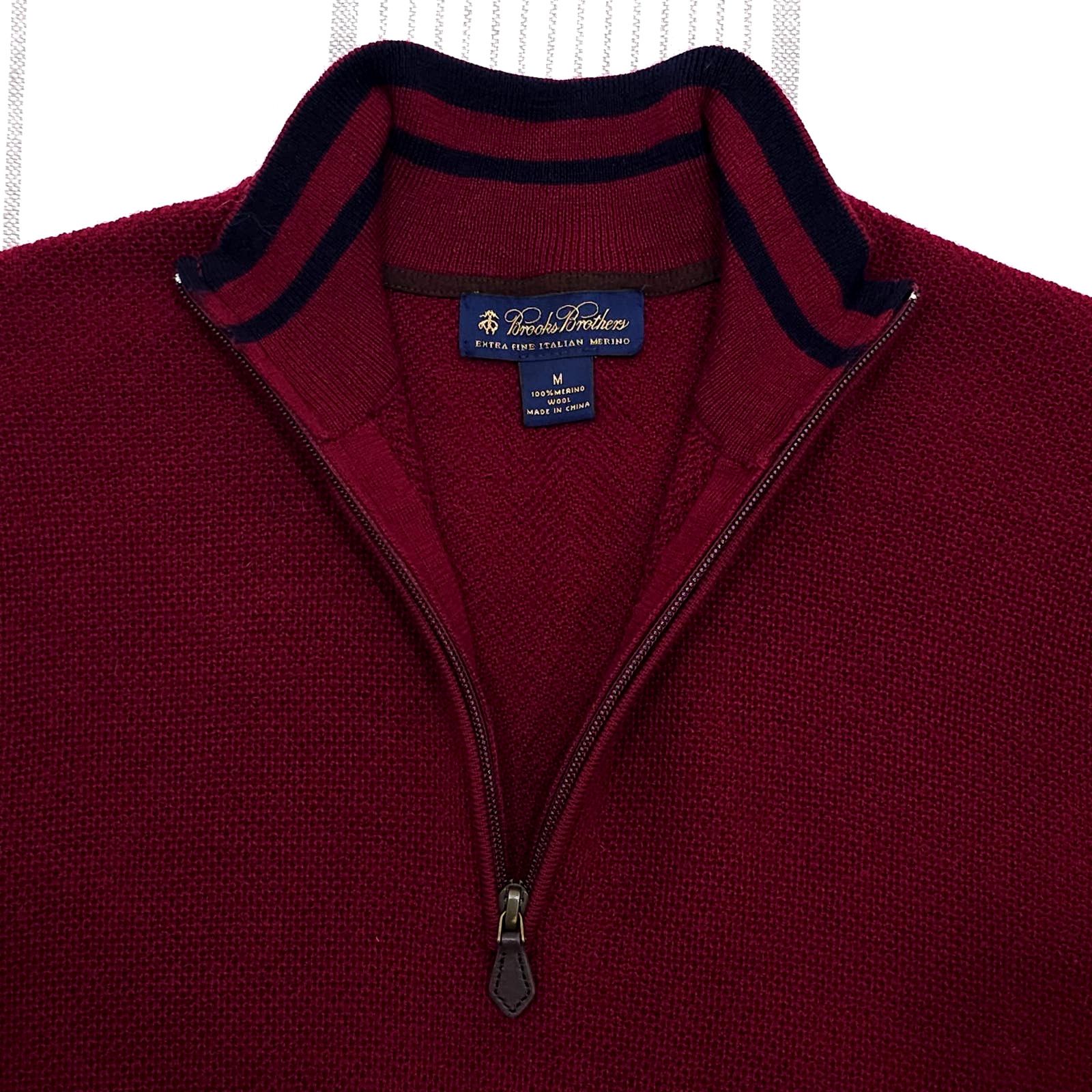 Brooks Brothers Men's Merino Wool Half-Zip Sweater popular [Large] (Burgundy)