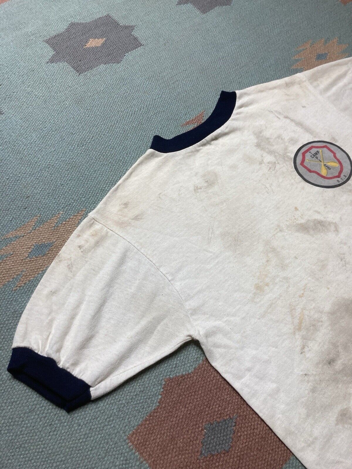 Vintage 70s ringer t shirt Boy Scouts Camp Tapico stain distressed L Size US L / EU 52-54 / 3 - 5 Thumbnail