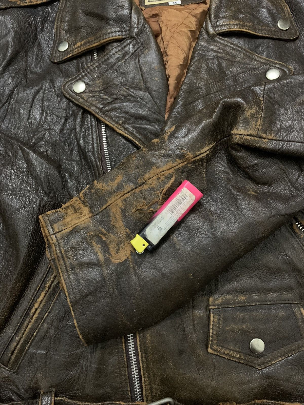 Genuine Leather × Vintage Vintage Leather Double collar jacket (A) Size US M / EU 48-50 / 2 - 7 Thumbnail