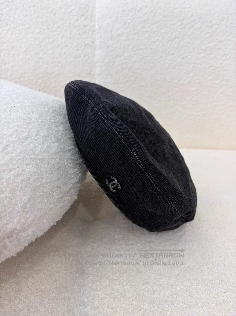 Chanel Chanel Size S Black denim beret Size ONE SIZE - 1 Thumbnail