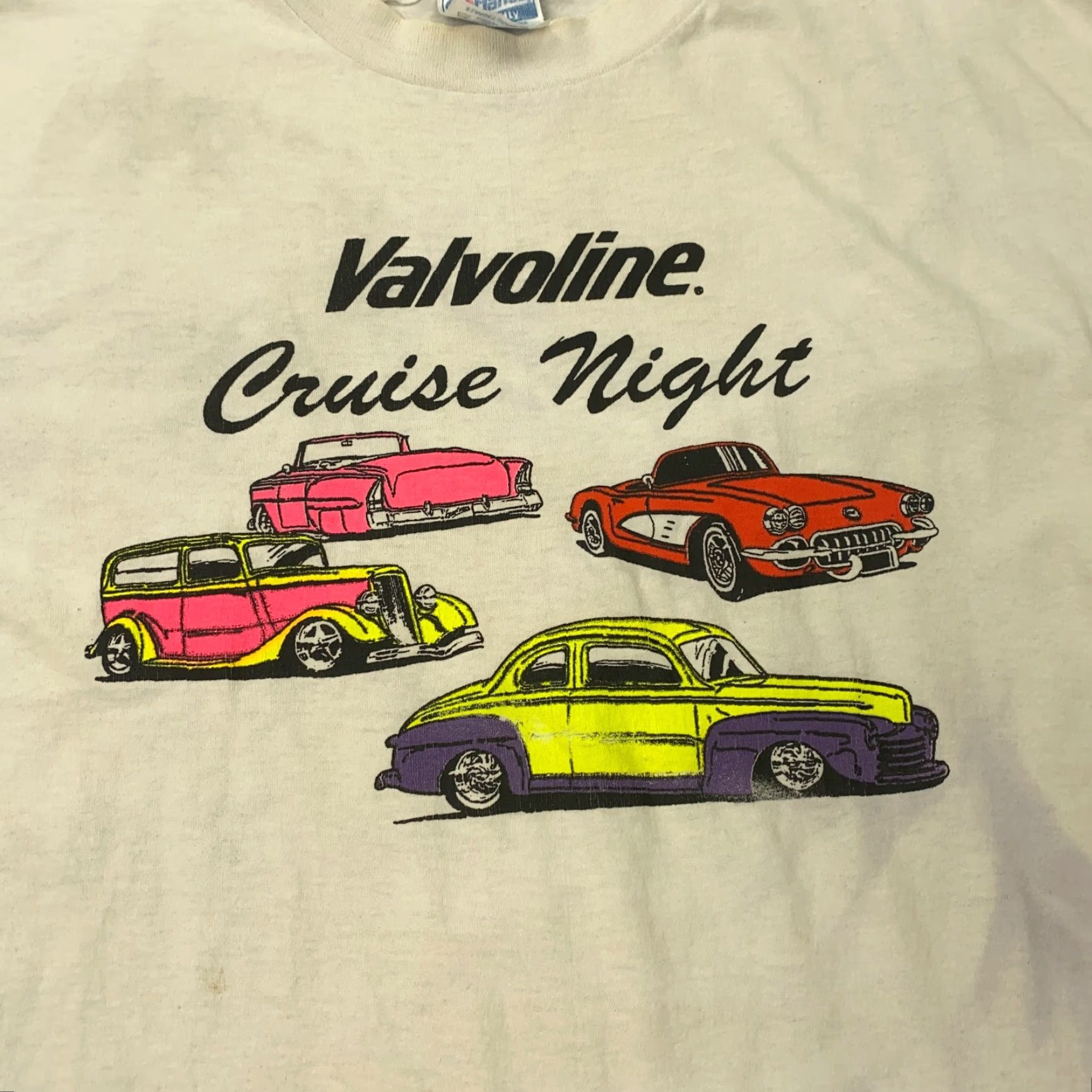 Hanes VINTAGE Hanes Shirt Mens XL White 80s DARE Valvoline Single Stitch Made In USA Cars Crew Neck Short Sleeve Cotton Polyester Jersey Classic Size US XL / EU 56 / 4 - 2 Thumbnail