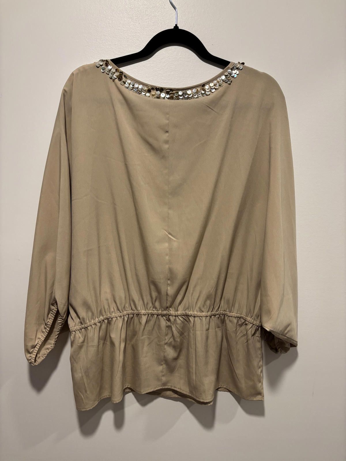 Other Adrienne Vittadini Beige Sequin Embellished Blouse Size M / US 6-8 / IT 42-44 - 5 Thumbnail