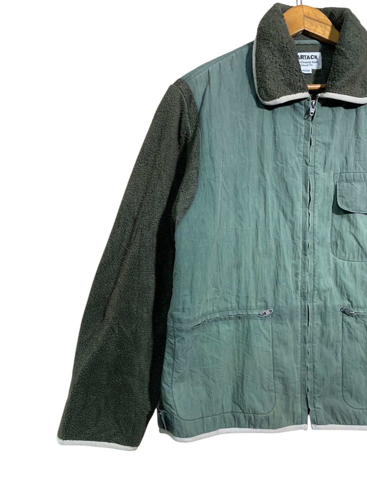 Japanese Brand × Pure Blue Japan 🔥BARTACKS SPLIT FLEECE/NYLON WORKERS JACKET Size US M / EU 48-50 / 2 - 2 Thumbnail