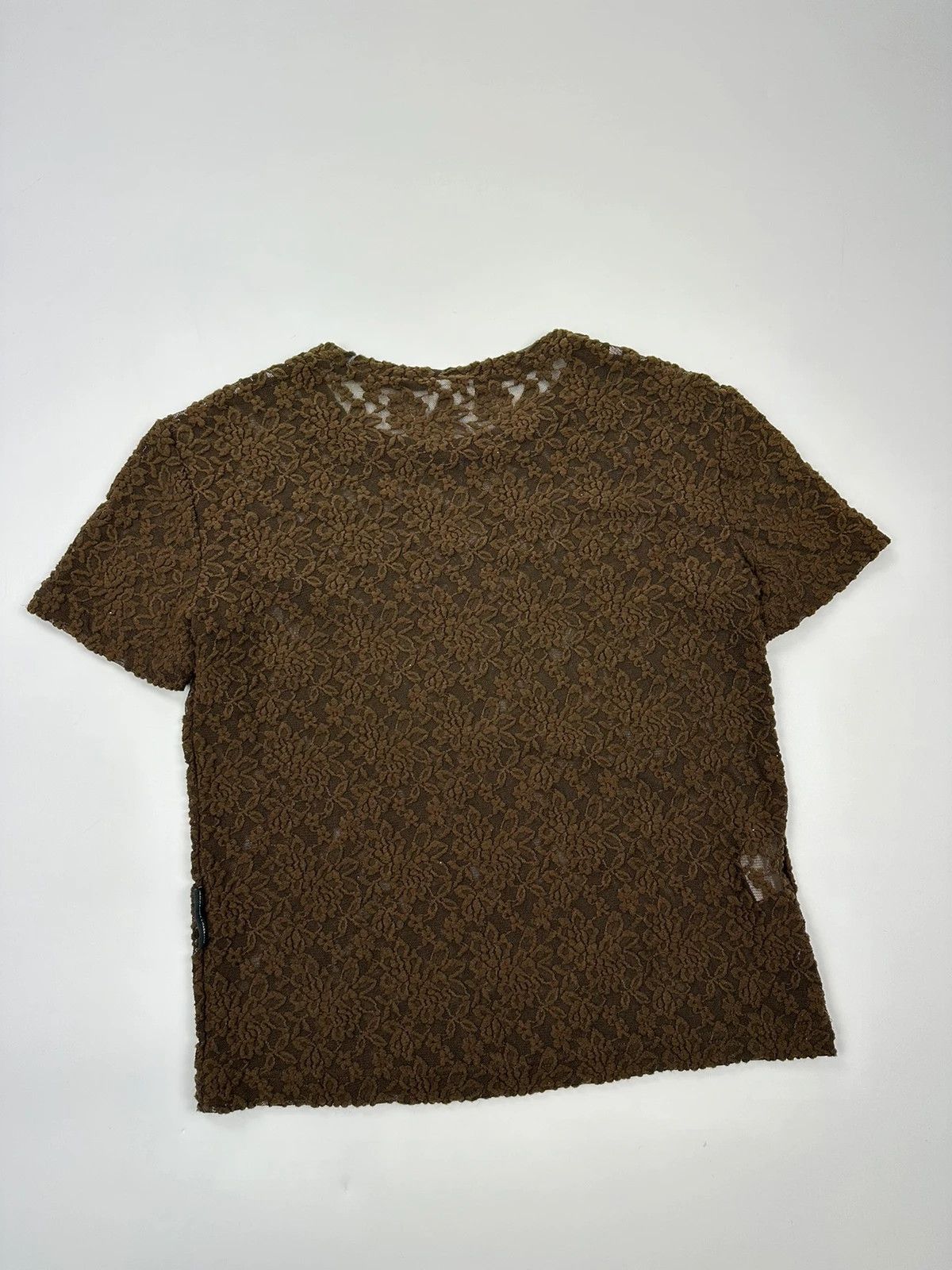 Dolce & Gabbana Dolce & Gabbana 90’s Laces Mesh Khaki Brown Flowers Tee Size L / US 10 / IT 46 - 8 Thumbnail