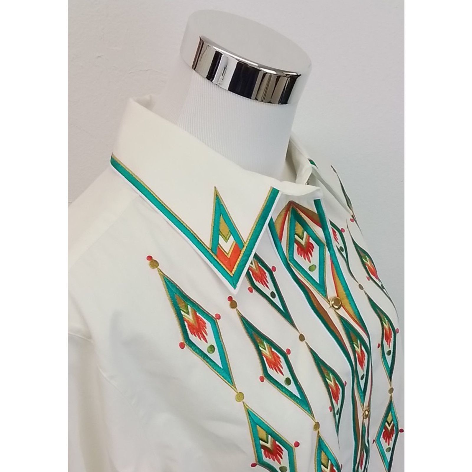 Bob Mackie Bob Mackie Button-Up Blouse Women's M White Embroidered Size M / US 6-8 / IT 42-44 - 5 Thumbnail