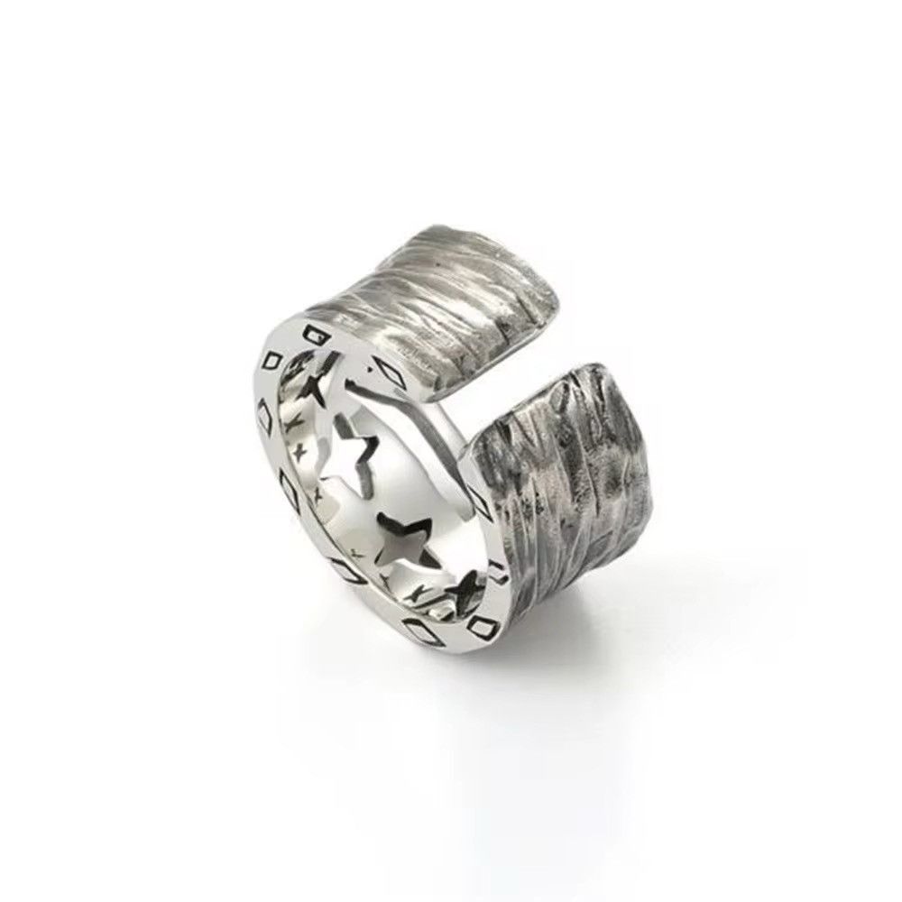 Jewelry × Vintage Hollow Face Silver Plated Rings Size ONE SIZE - 4 Thumbnail