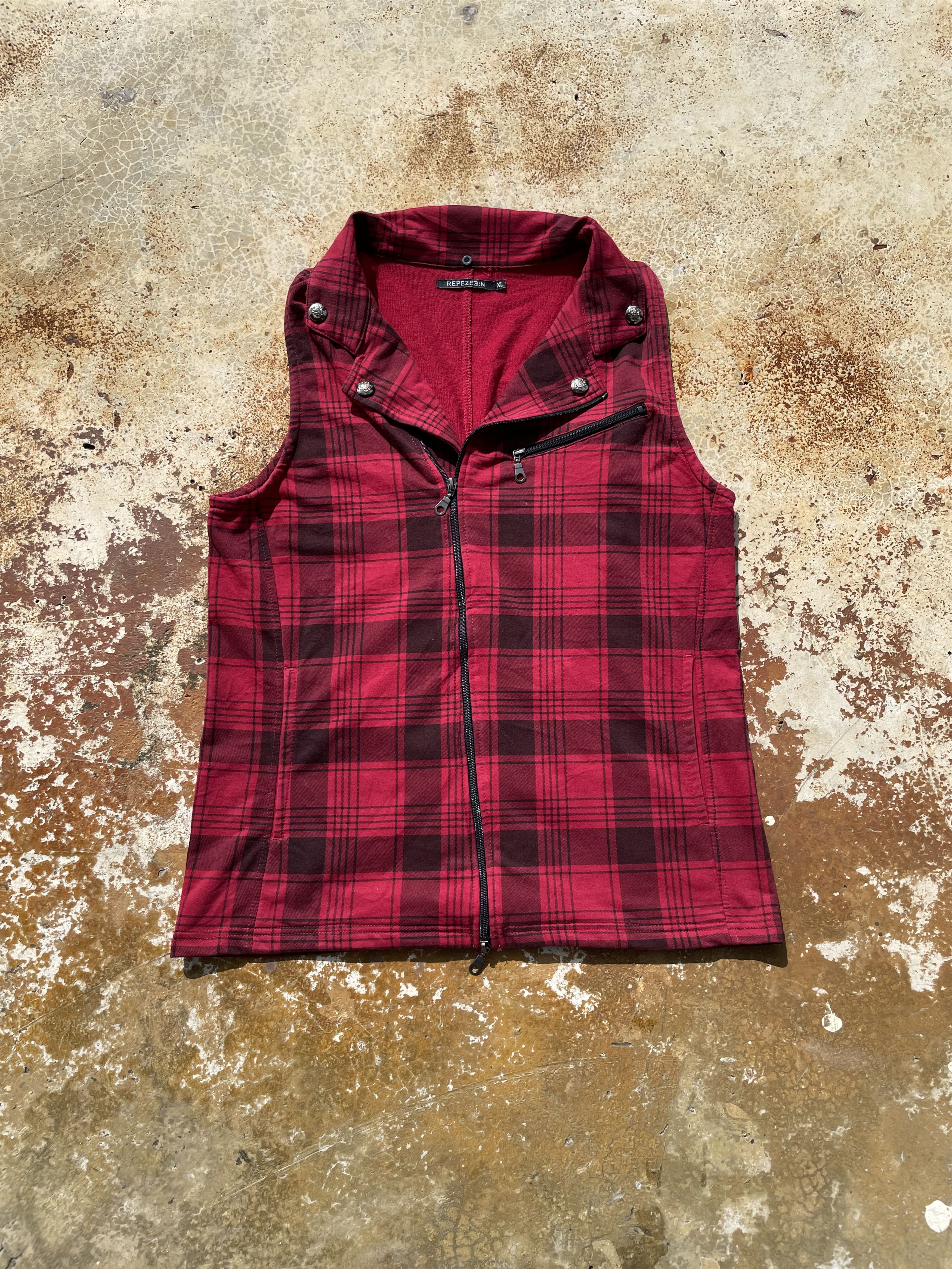 If Six Was Nine Repezeen Plaid Asymmetrical Sleeveless Jacket / Vest Size US L / EU 52-54 / 3 - 1 Thumbnail