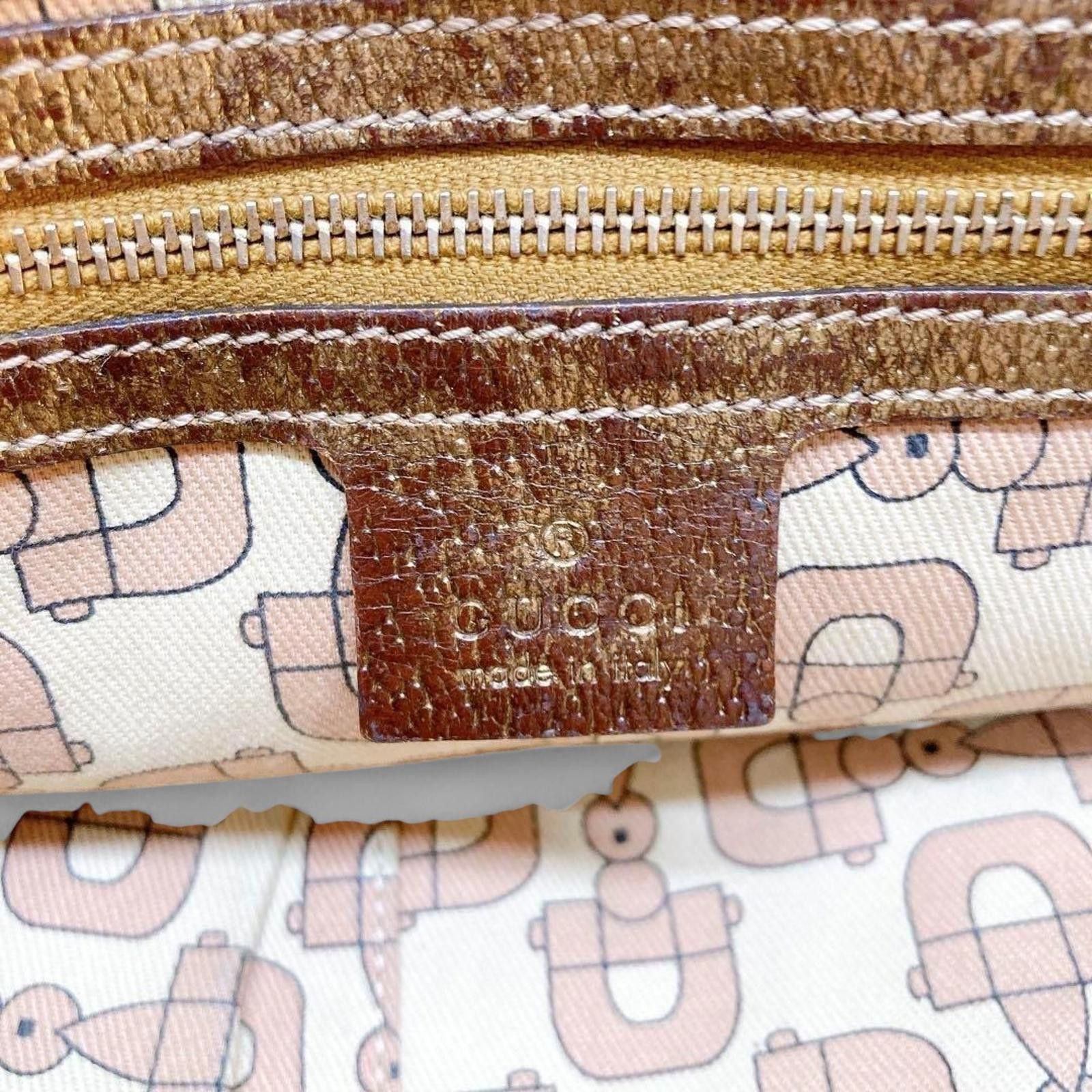 Gucci Gucci - Beige Monogram Canvas Handbag with Gold Accents Size ONE SIZE - 8 Thumbnail