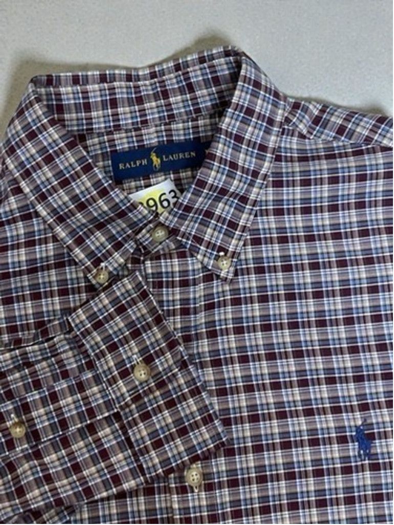 Ralph Lauren Ralph Lauren Bordo Plaid Flannel Button Up Shirt Men XL Size US XL / EU 56 / 4 - 1 Thumbnail