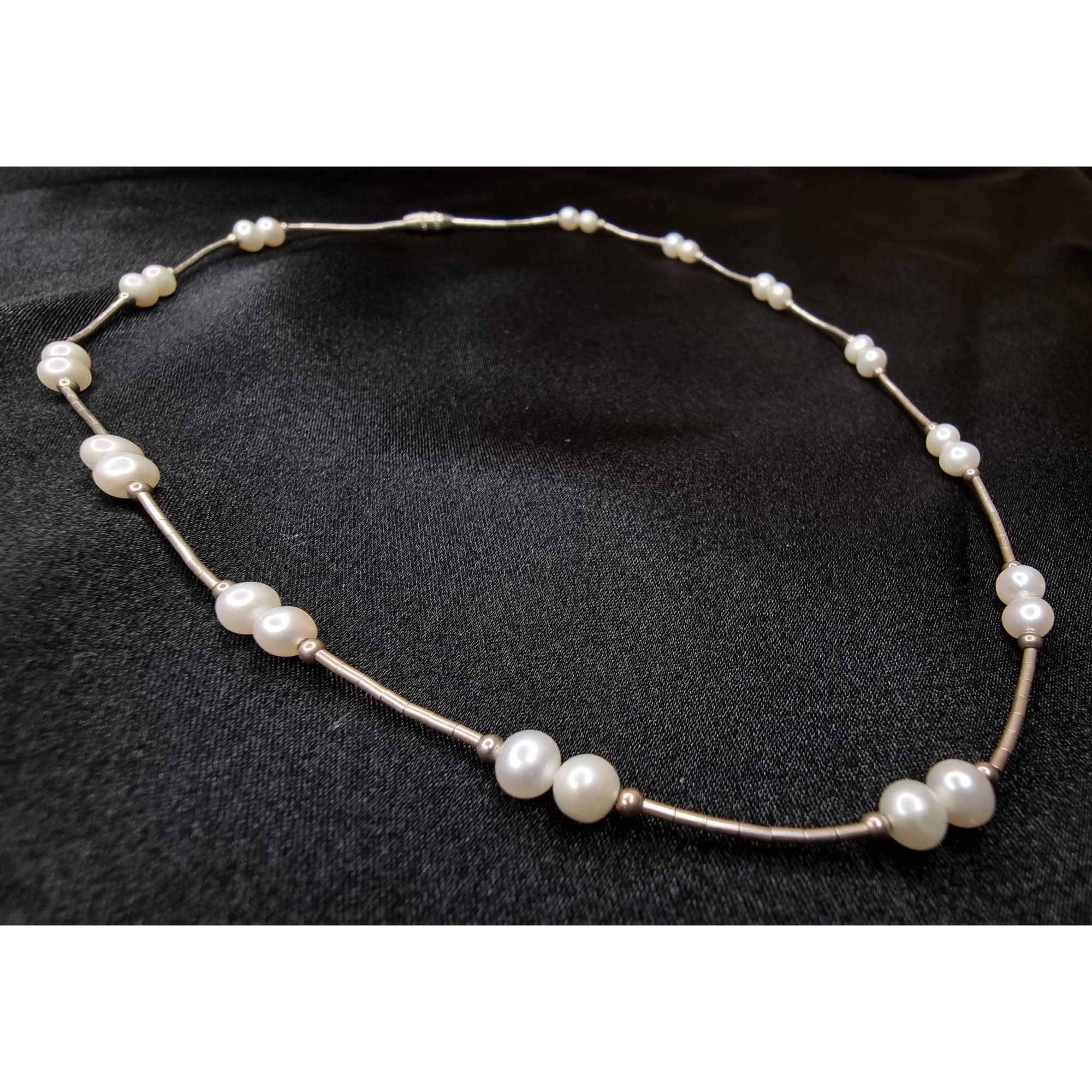 Vintage Vintage Sterling Silver 925 Necklace With Genuine White Pear Size ONE SIZE - 4 Thumbnail