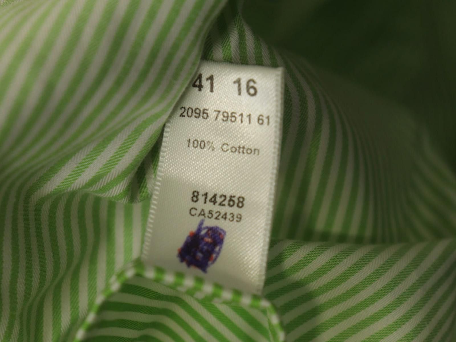 Eton Eton Green White Striped Cotton Collared Dress Shirt Size 41 Size 38R - 4 Thumbnail