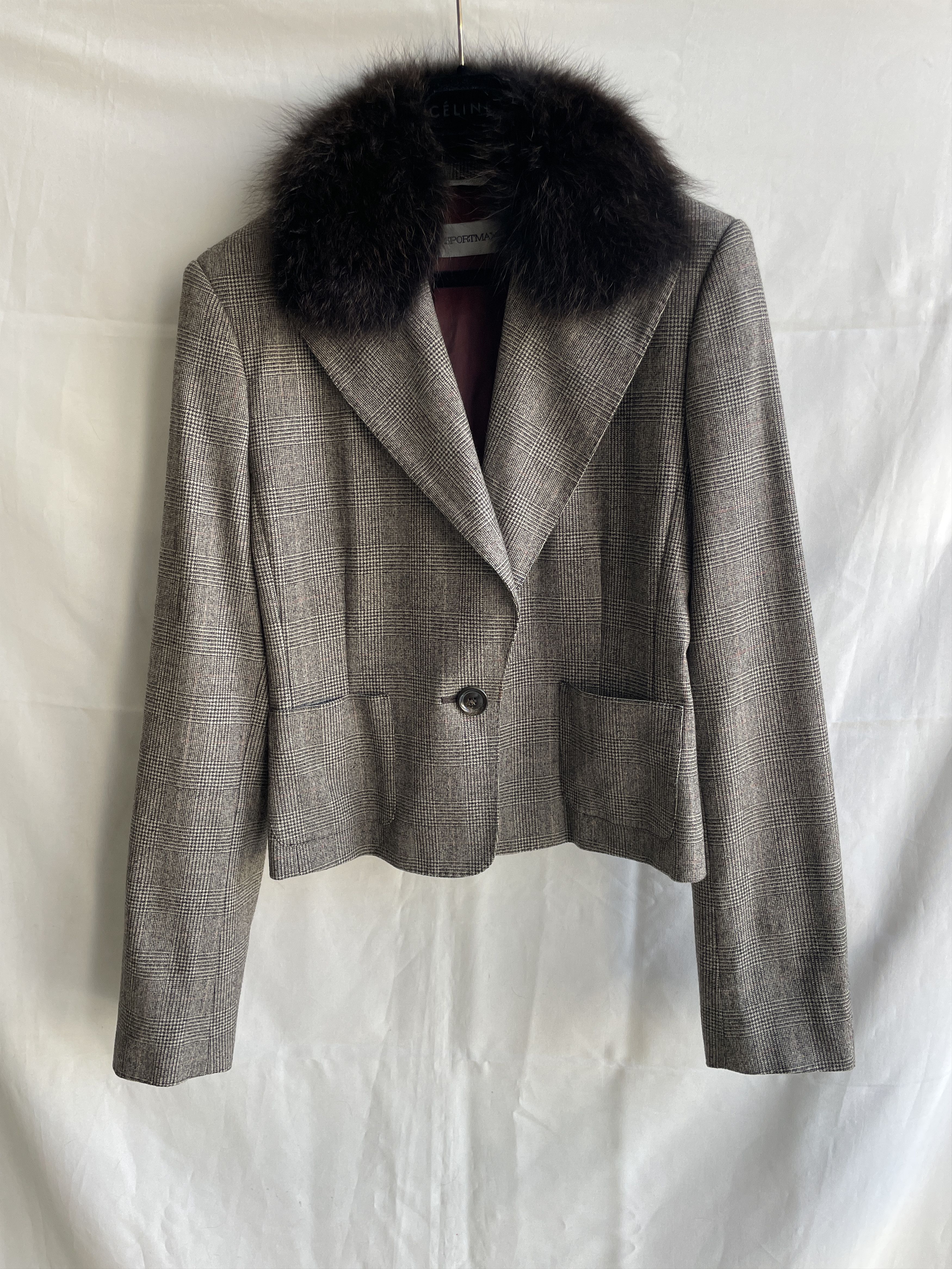 Sportmax Sportmax by Max Mara Marmot Fur Check Wool Blazer Size XL / US 12-14 / IT 48-50 - 1 Thumbnail