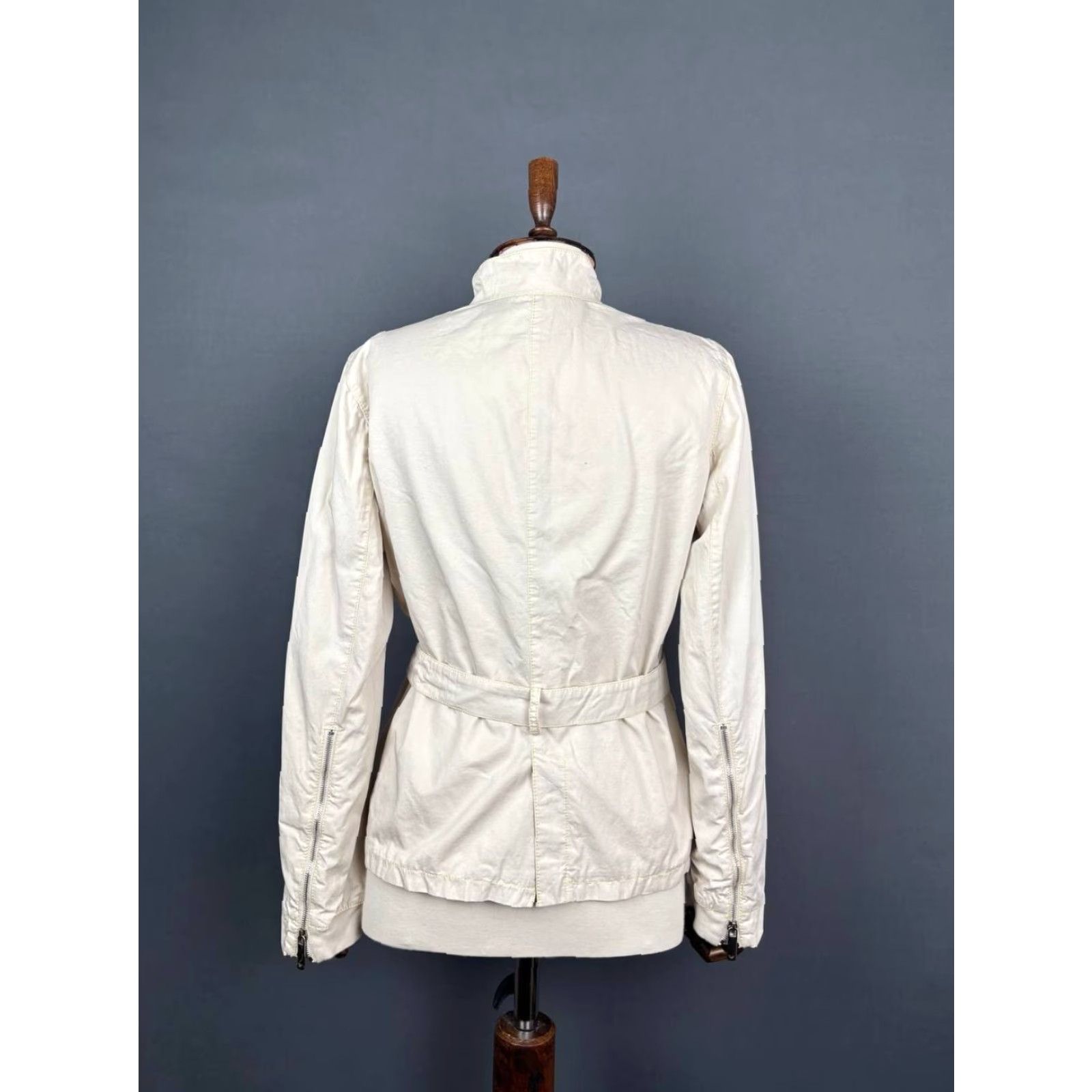 Emporio Armani Emporio Armani Womens Jacket White Cotton Long Sleeve Windbreaker Belt Size ONE SIZE - 2 Thumbnail