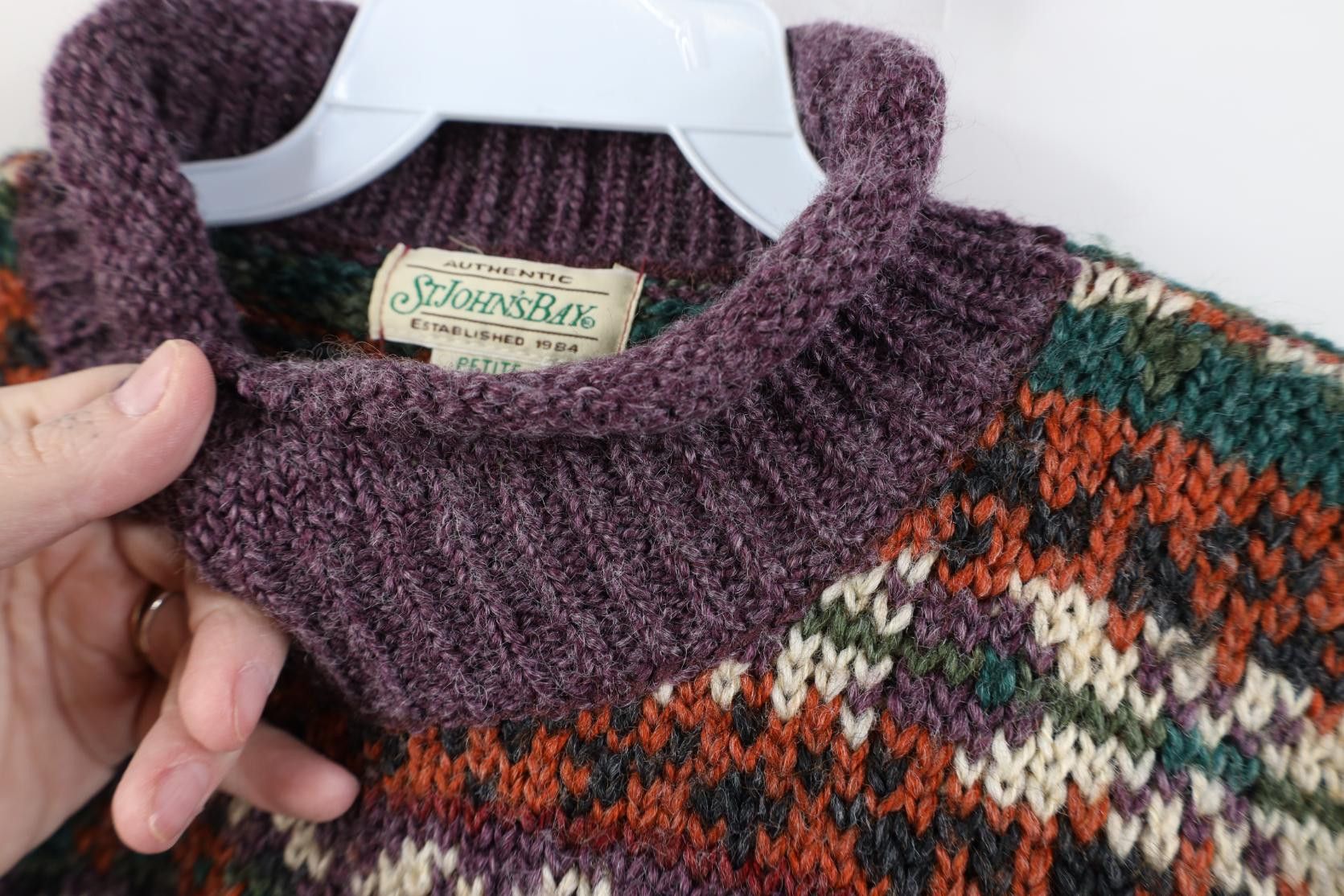 Vintage Vintage 90s Wool Blend Marled Knit Fair Isle Sweater Size M / US 6-8 / IT 42-44 - 5 Thumbnail