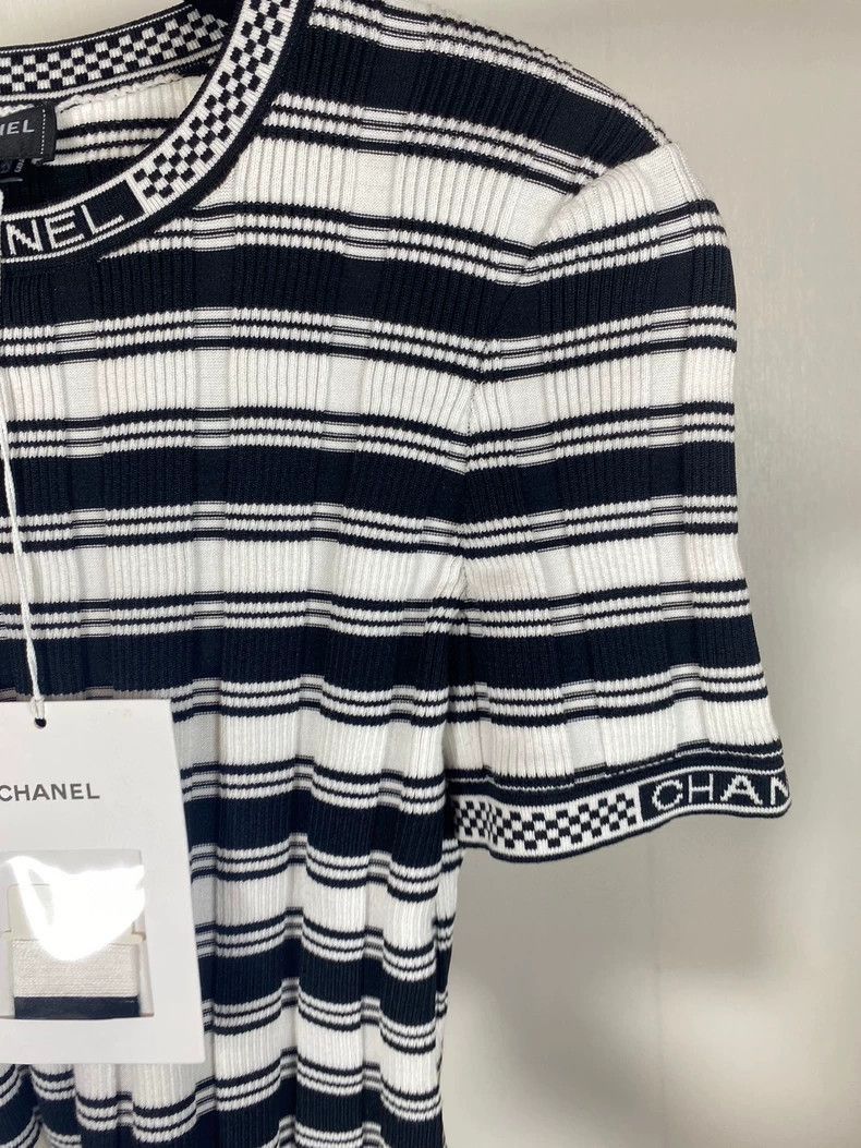 Chanel Chanel Striped Knit Short Sleeve Top -2505 Size US S / EU 44-46 / 1 - 5 Thumbnail