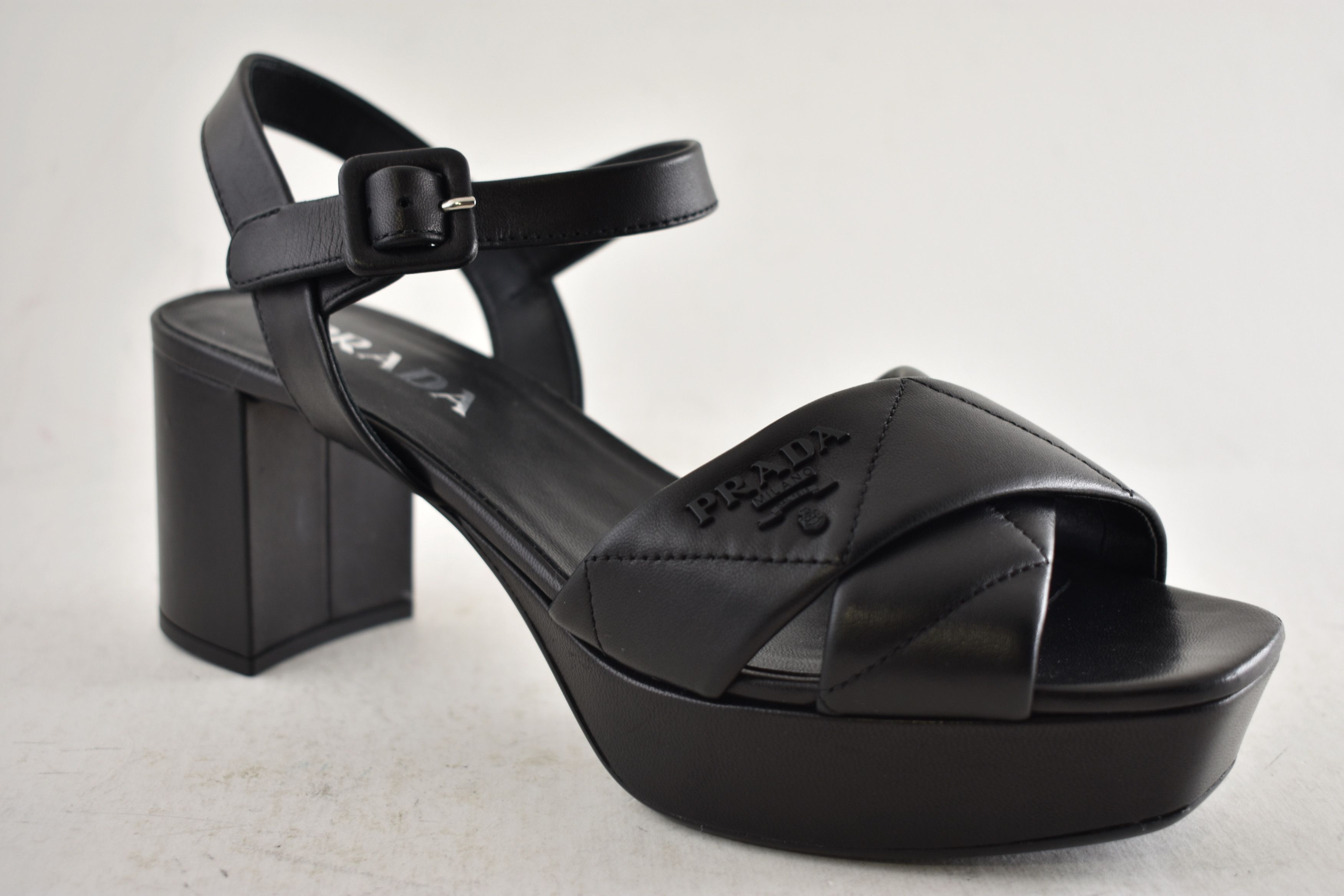 Prada Prada 65mm Quilted Platform Sandal Ankle Strap Block Heel 38 Size US 8 / IT 38 - 6 Thumbnail