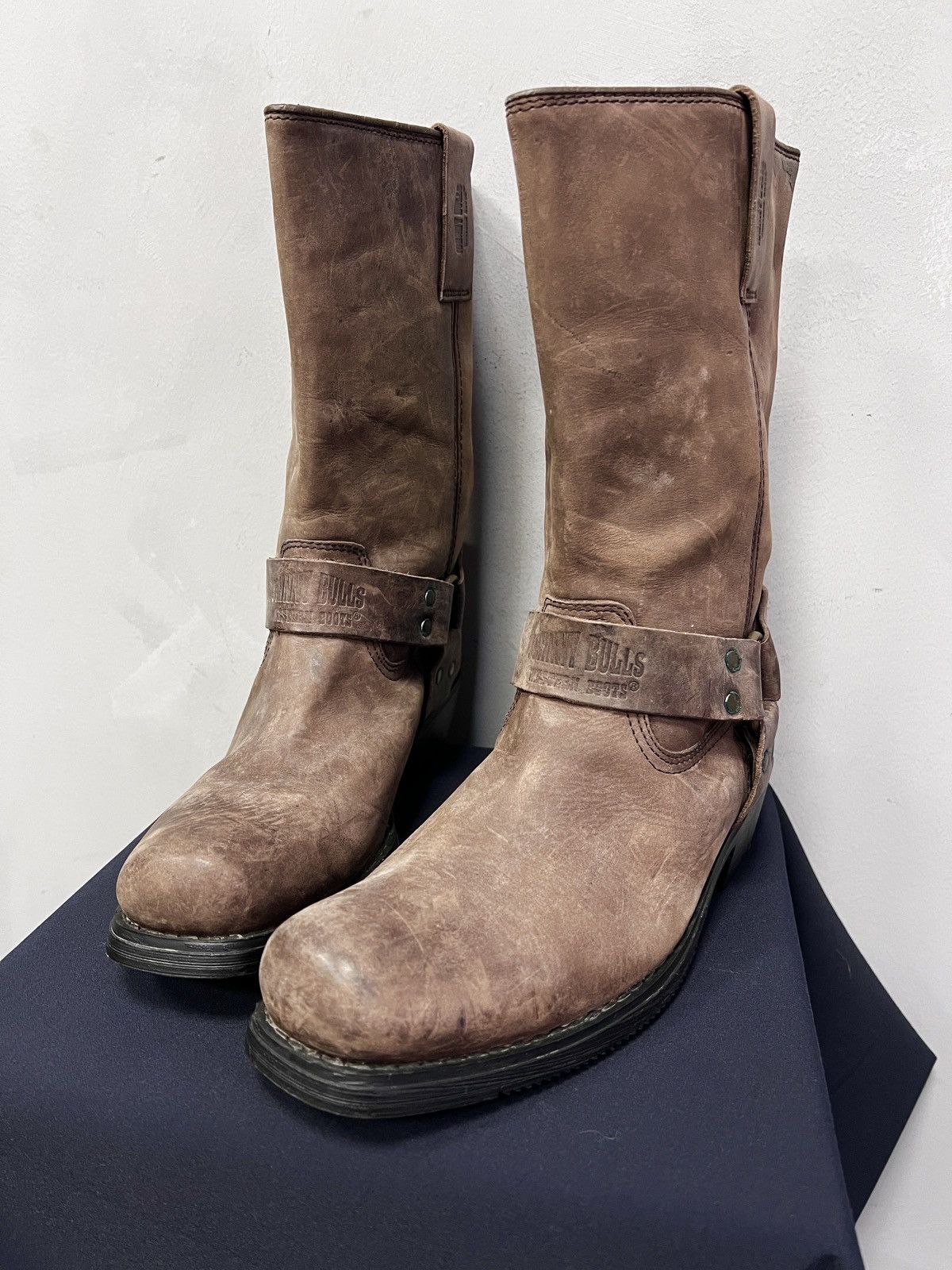 Western Rise 90s western cowboy brown leather boots harley davidson style Size US 11 / EU 44 - 4 Thumbnail