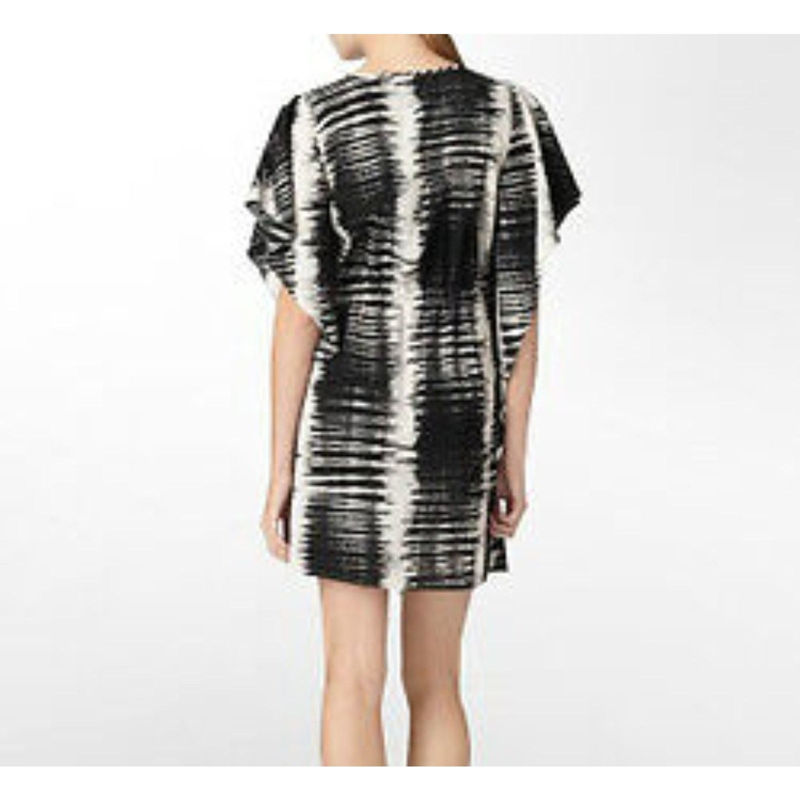 Calvin Klein Calvin Klein Print Caftan Small Beaded Tie Waist Black White Size S / US 4 / IT 40 - 1 Thumbnail