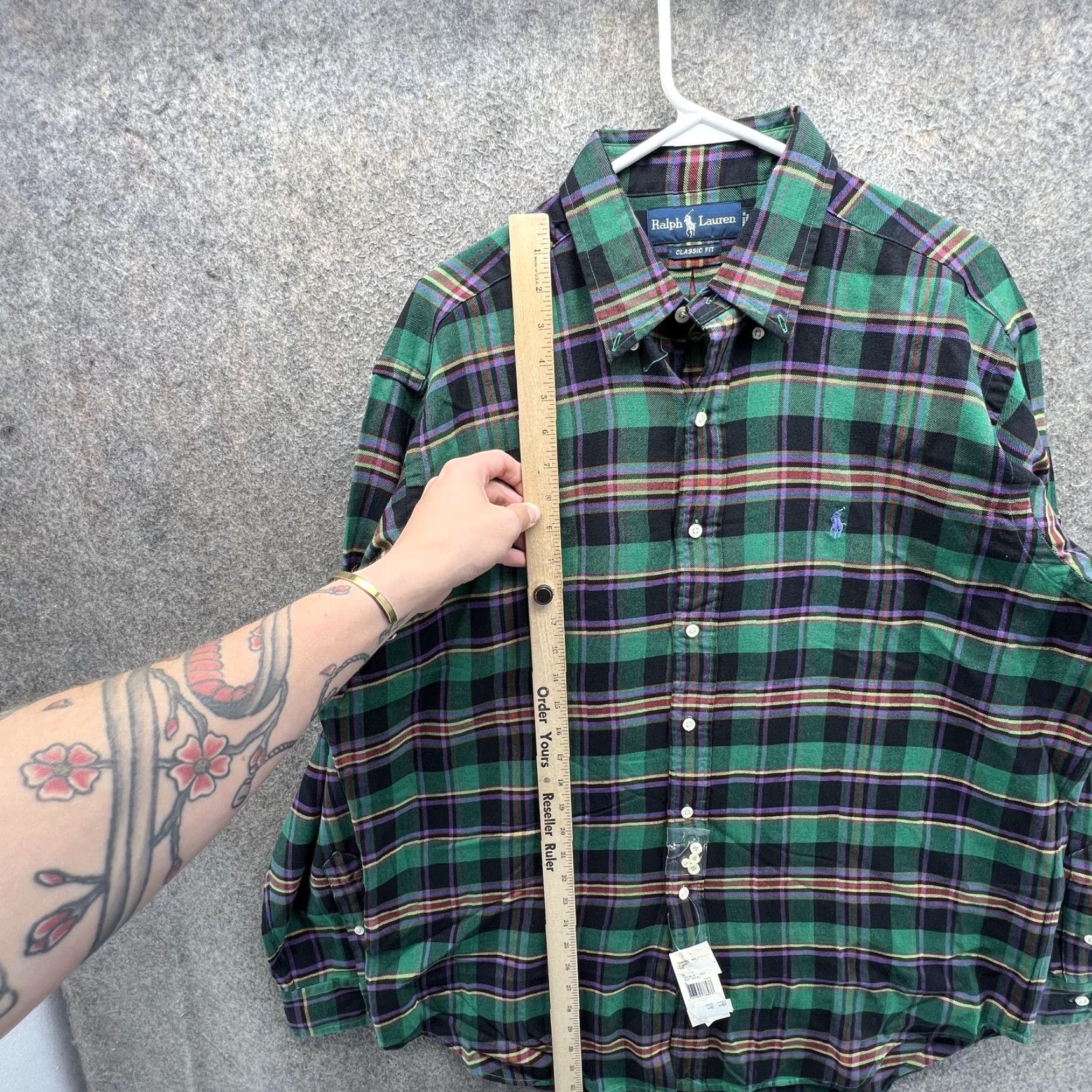 Ralph Lauren VINTAGE Ralph Lauren Shirt Mens Large Green Plaid Flannel Button Front Size US L / EU 52-54 / 3 - 5 Thumbnail