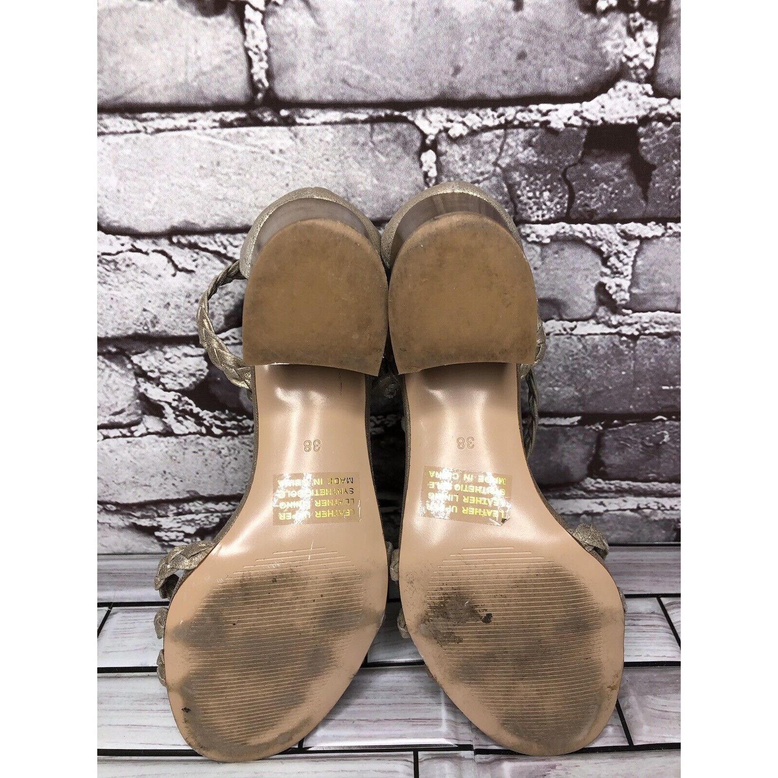 Other Silent D Raxiera Gold Braided Leather Block Heel Sandals Wom Size US 7.5 / IT 37.5 - 15 Thumbnail