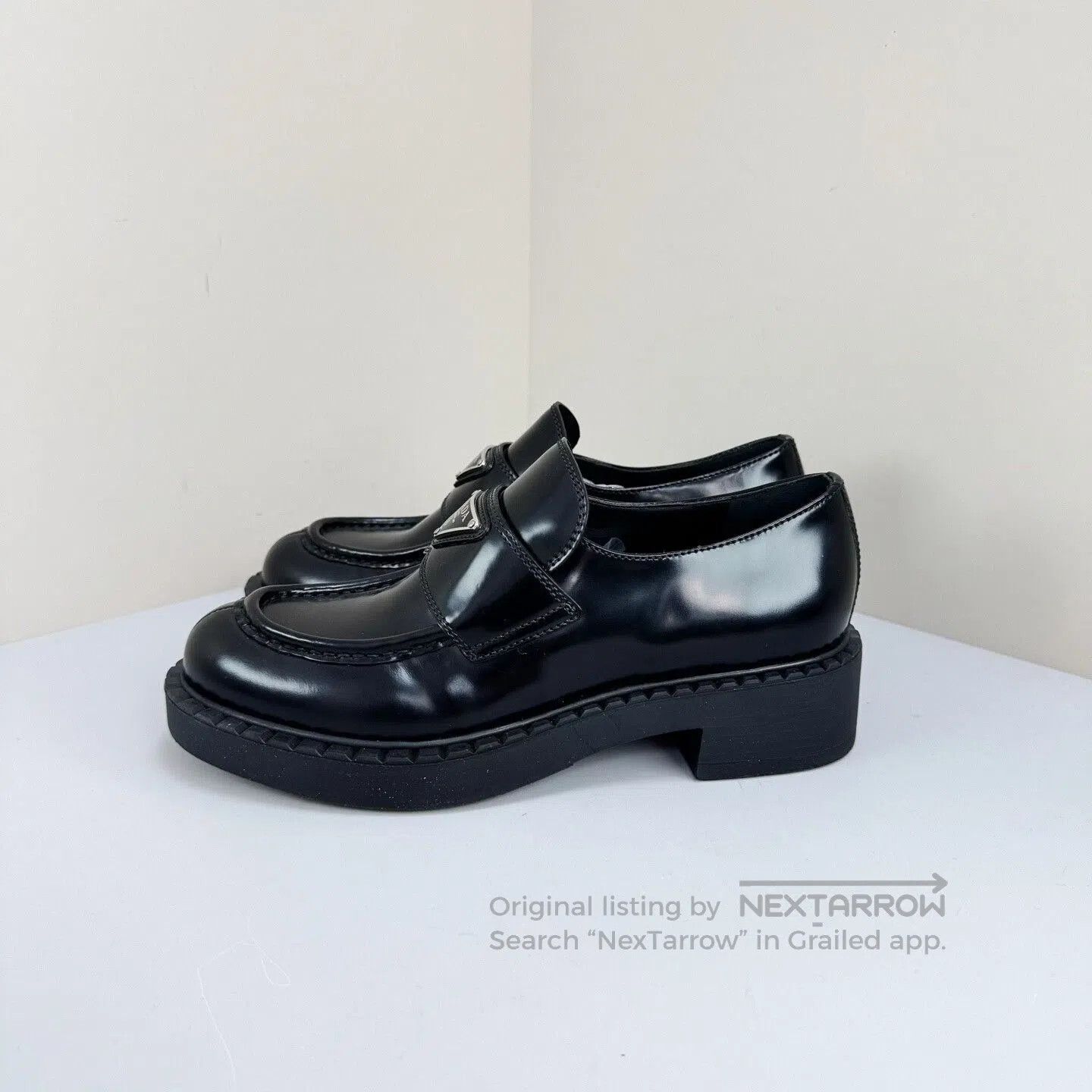 Prada prada black loafer shoes with triangle logo. Size US 6 / IT 36 - 2 Thumbnail