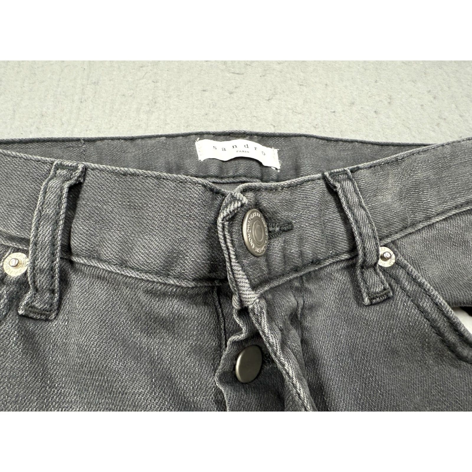 Sandro Sandro Paris Jeans Mens 30 Gray Skinny Distressed Ripped Stretch Denim Pants (Slim) Size US 30 / EU 46 - 7 Thumbnail