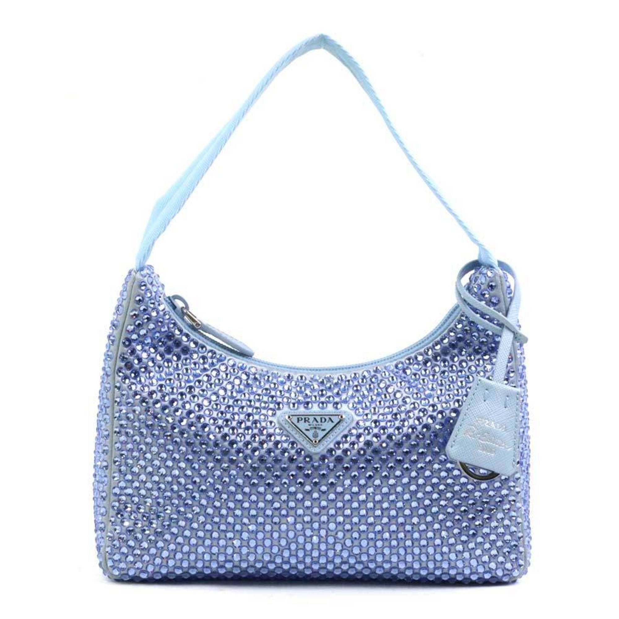 Prada Prada handbag, silk, crystal, viscose, blue, women's, 1BC515, free shipping, 90244k Size ONE SIZE - 1 Thumbnail