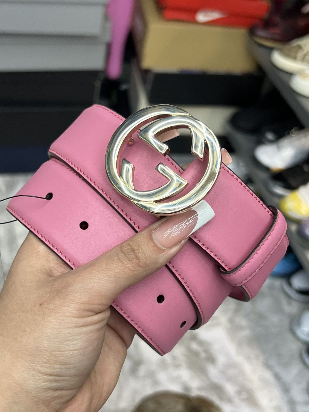 Gucci Gucci Pink Leather Belt Size 30 - 1 Thumbnail