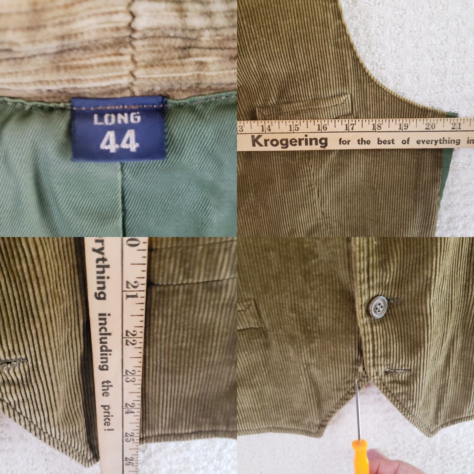 Vintage VINTAGE? Not Vintage. Mens M Vest 44 Long Brown Corduroy Western Casual Button Front Five-Button Solid Notch Regular JACKET Coat? Size US S / EU 44-46 / 1 - 9 Thumbnail