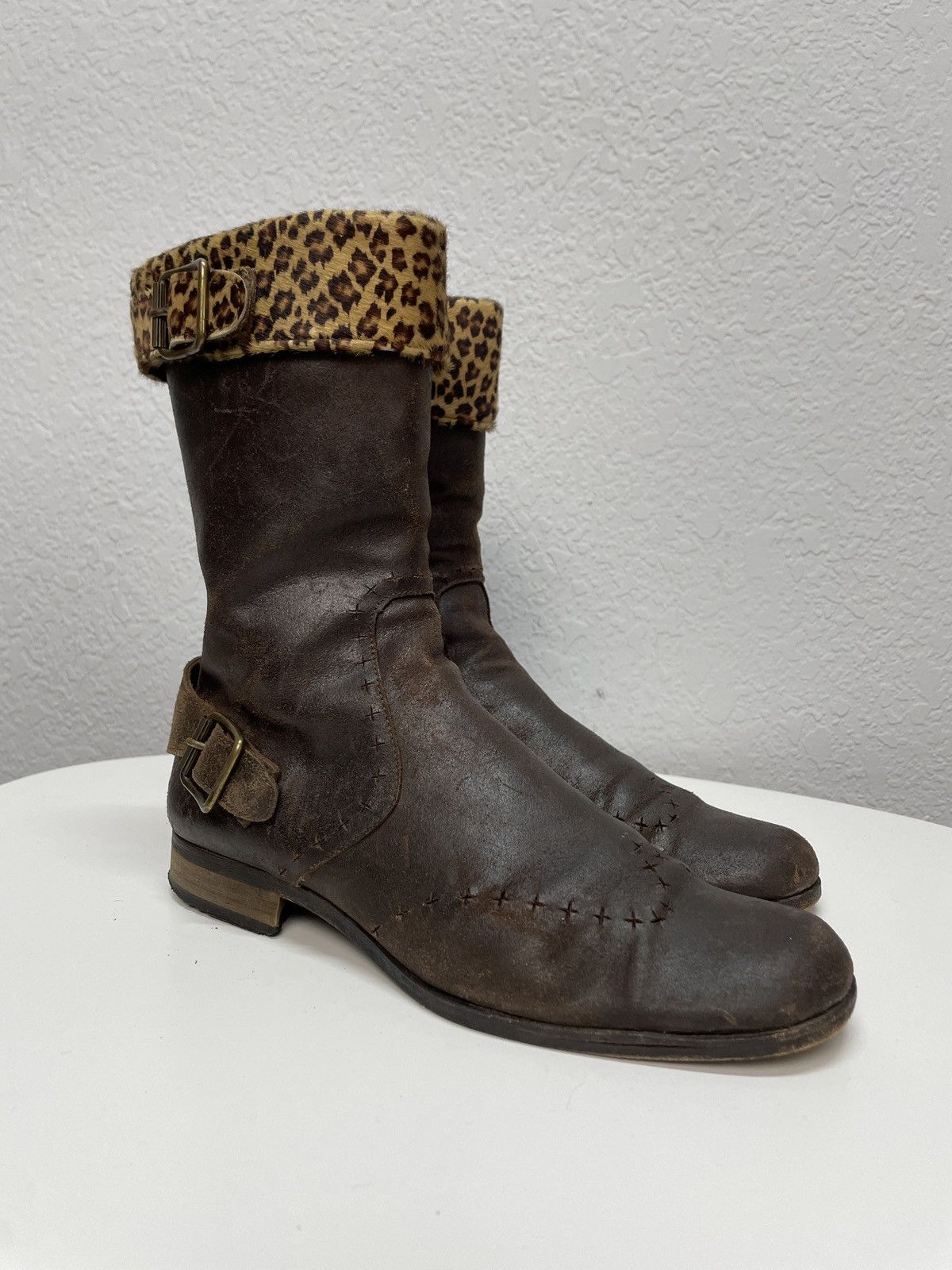 If Six Was Nine AS 98 Vibe Artisan Black Leather Side Zip Ankle Biker Boots Size US 6.5 / EU 39-40 - 8 Thumbnail