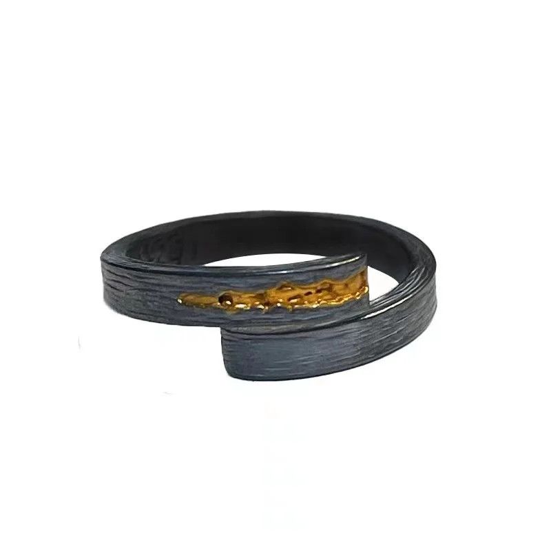 Jewelry × Vintage Gold Black Collision Ring Size ONE SIZE - 2 Thumbnail