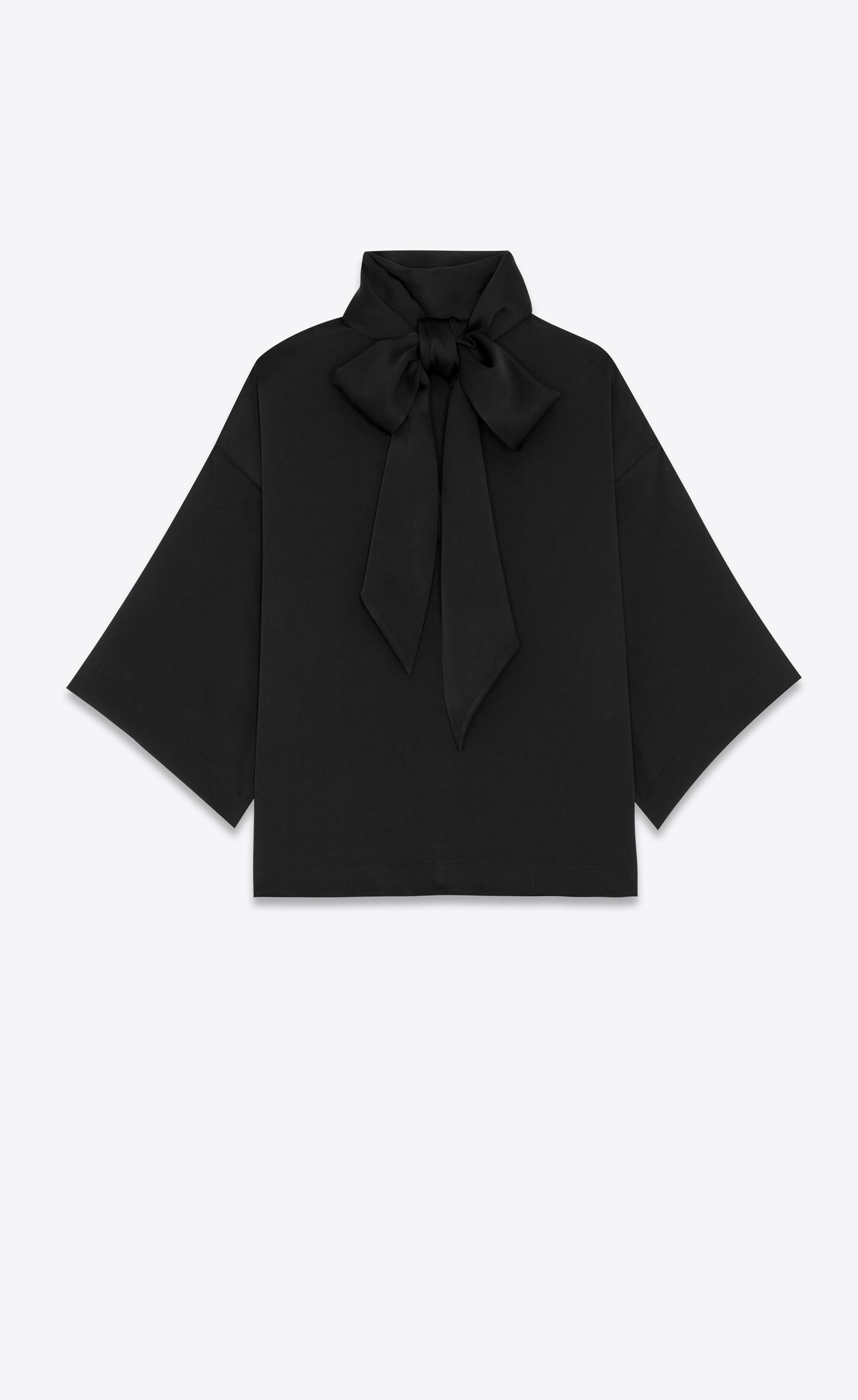 Saint Laurent Paris o1s1wg110125 740381 Blouse in Crepe Satin in Black Size M / US 6-8 / IT 42-44 - 1 Thumbnail