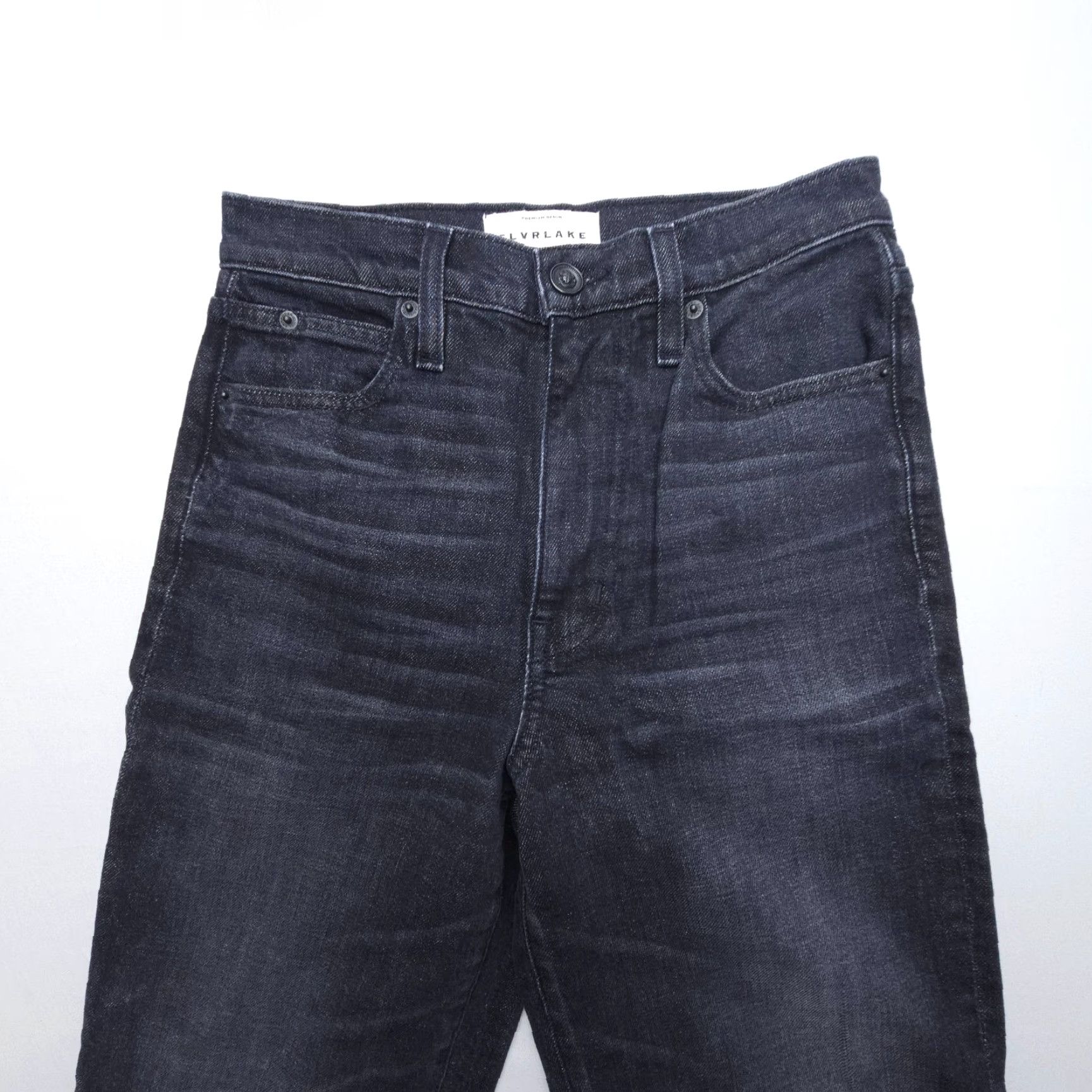 SLVRLAKE VINTAGE Slvrlake London Crop Jeans Womens Size 25 Underground High Rise Dark Black 5-Pocket Design USA Womens Jeans Size 42" / US 20 - 3 Thumbnail