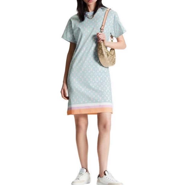 Louis Vuitton Louis Vuitton Blue full print print print dress Size XS / US 0-2 / IT 36-38 - 5 Thumbnail