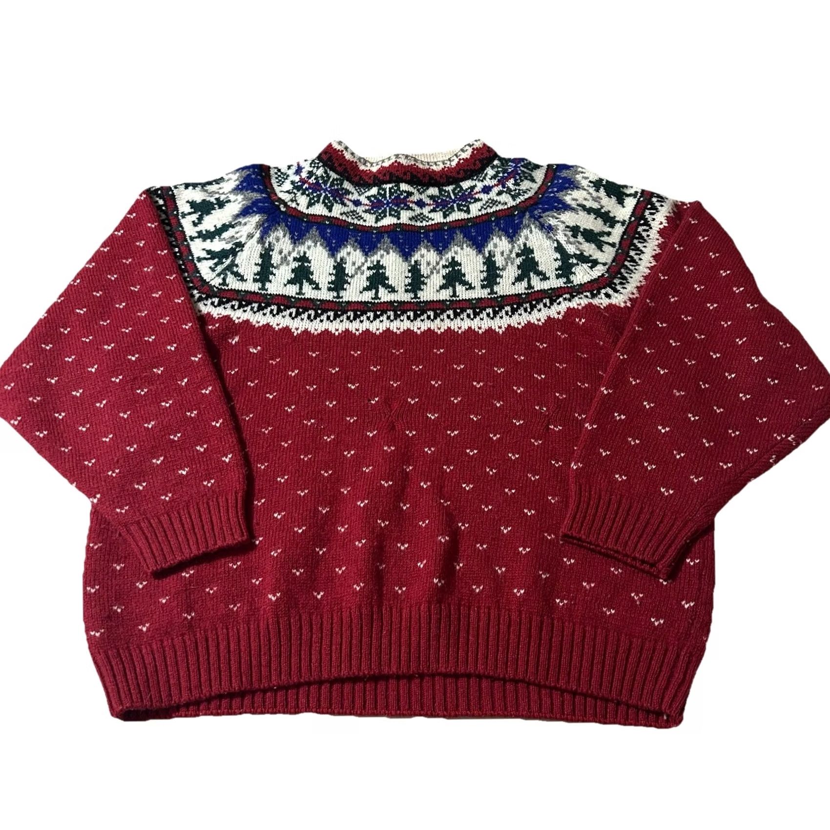 Eddie Bauer VINTAGE Eddie Bauer Sweater Nordic Fair Isle Winter Wool Pullover Mens Size M Red 90s Size US M / EU 48-50 / 2 - 2 Thumbnail