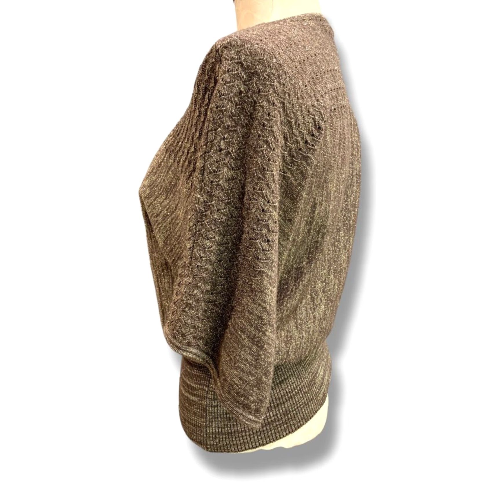 Vintage VINTAGE United States Sweaters Pullover Womens Size M Metallic Sparkle Banded Waist Brown 64% rayon 28% polyester 8% metallic Womens 60s? Size M / US 6-8 / IT 42-44 - 5 Thumbnail