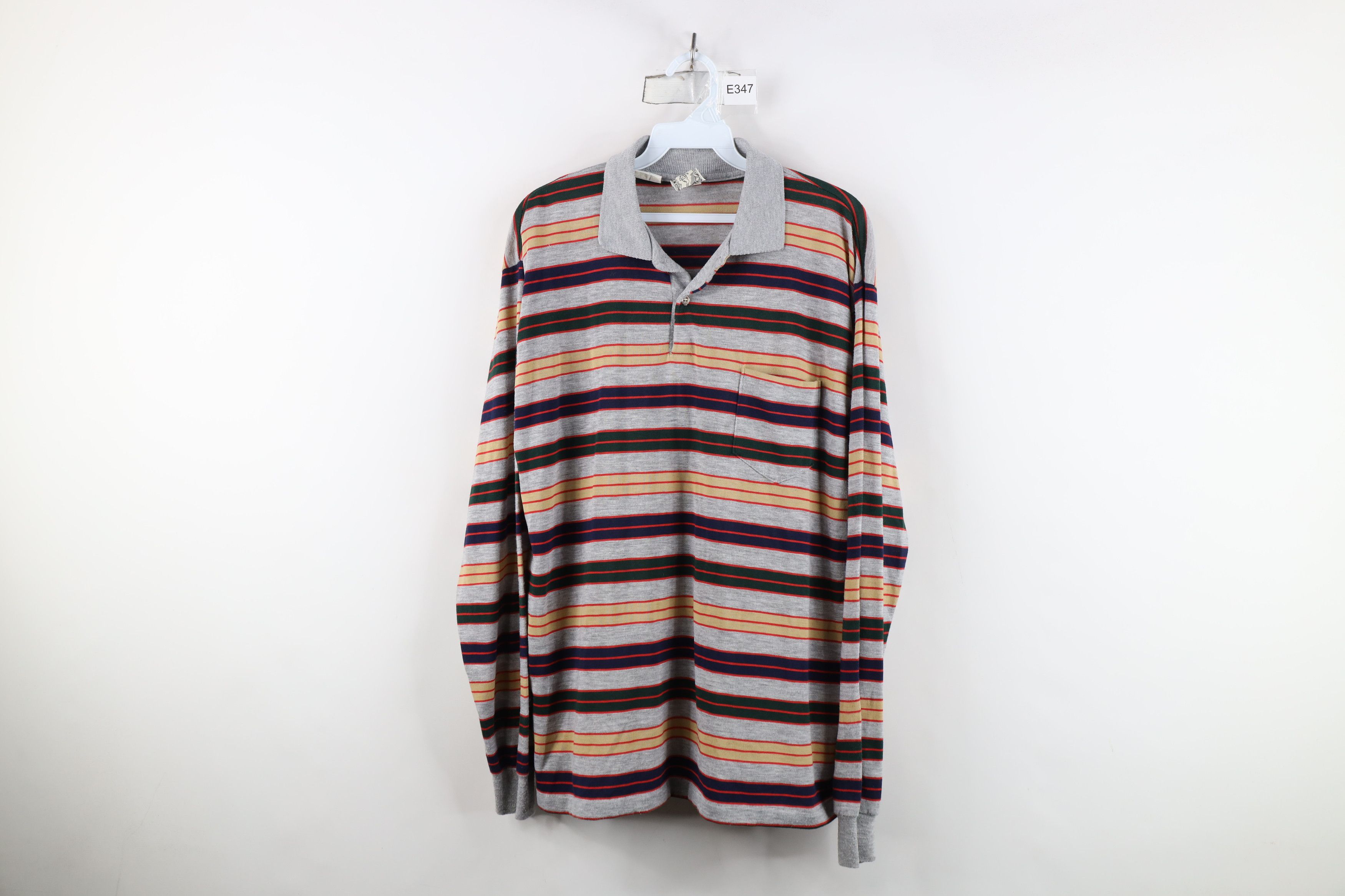 Vintage Vintage 70s Streetwear Knit Long Sleeve Rugby Polo USA Size US XL / EU 56 / 4 - 1 Thumbnail