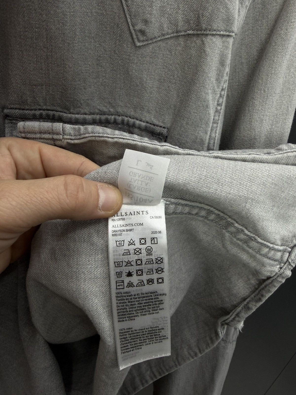 Allsaints AllSaints Drayson Shirt Grey Denim Distressed Size L Size US L / EU 52-54 / 3 - 9 Thumbnail