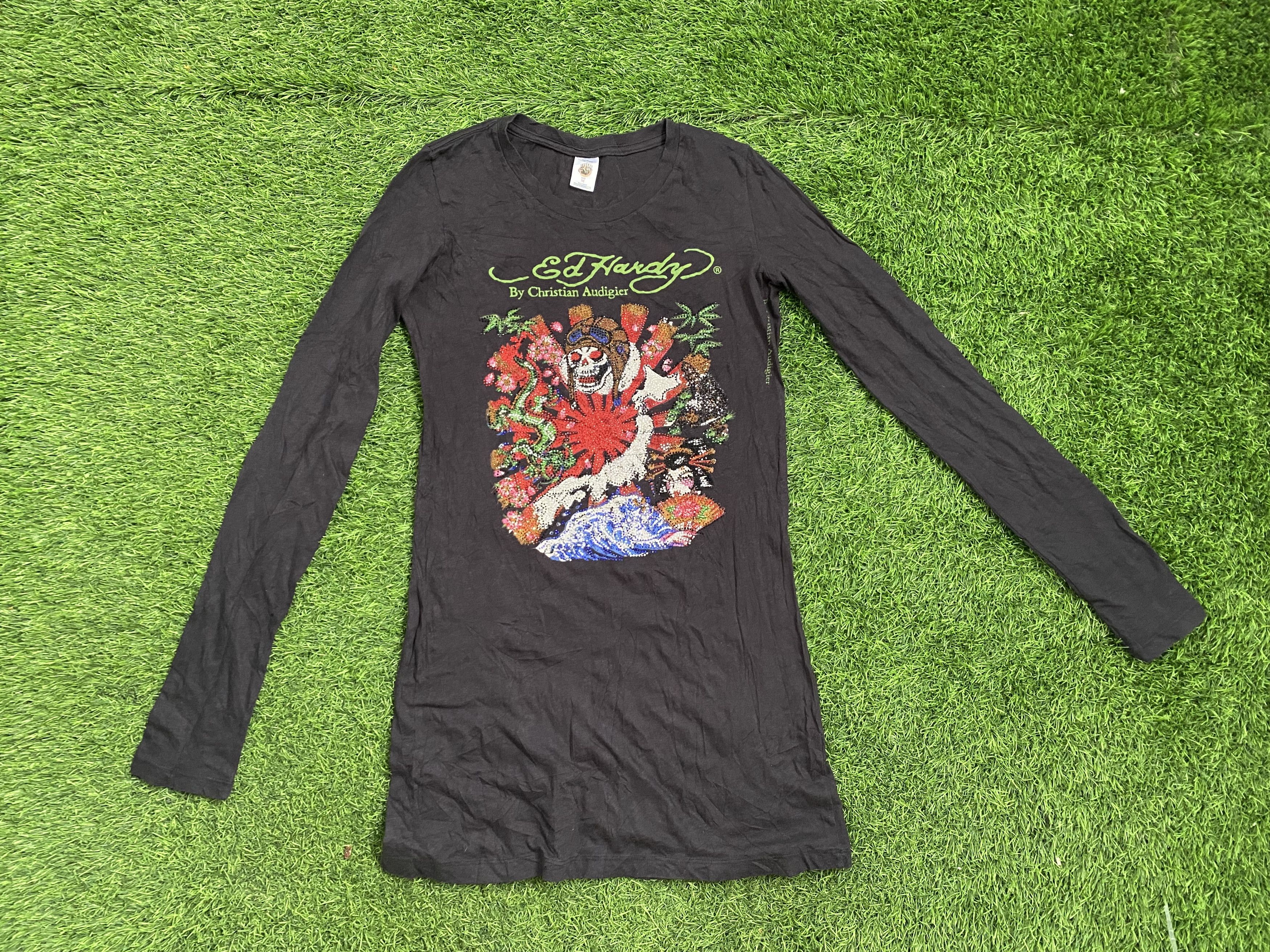 Christian Audigier × Ed Hardy × Seditionaries Ed Hardy By Christian Audiger Rhinestone Geisha Mini Dress Size M / US 6-8 / IT 42-44 - 1 Thumbnail