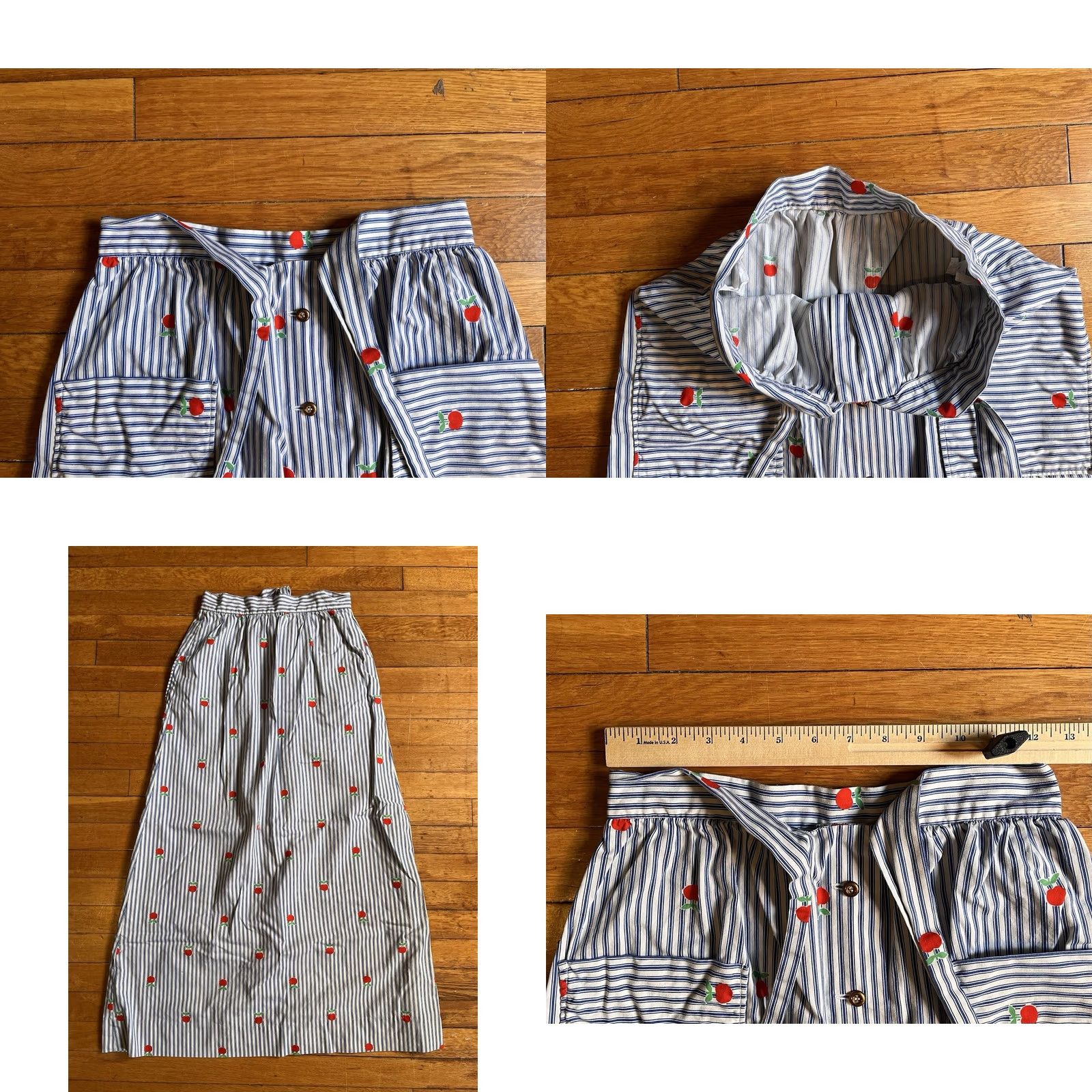 Apple VINTAGE Jamison Boutique Apple Co-Ord Set 2 Piece Shirt Skirt Pinstripe Blue Shirt Skirt Women’s Medium Miscellaneous Size M / US 6-8 / IT 42-44 - 9 Thumbnail
