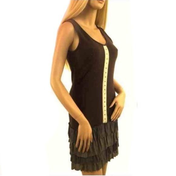 Other Vtg NWT Brown Tiered Ruffle Hem Drop Waist Mini Dress| Coque Size S / US 4 / IT 40 - 4 Thumbnail