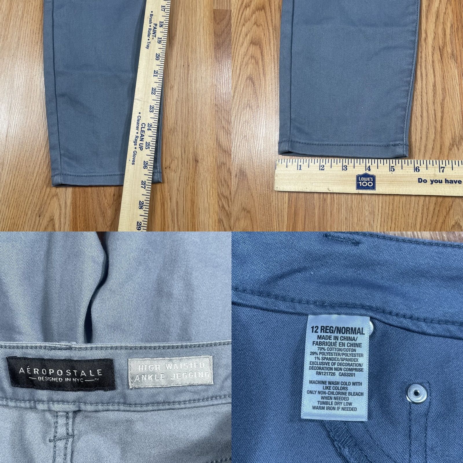 Vintage Aéropostale Pants Womens 12 Reg High Waisted Ankle Jegging Stretch Skinny Gray Jeans Size 24" / US 00 / IT 34 - 8 Thumbnail