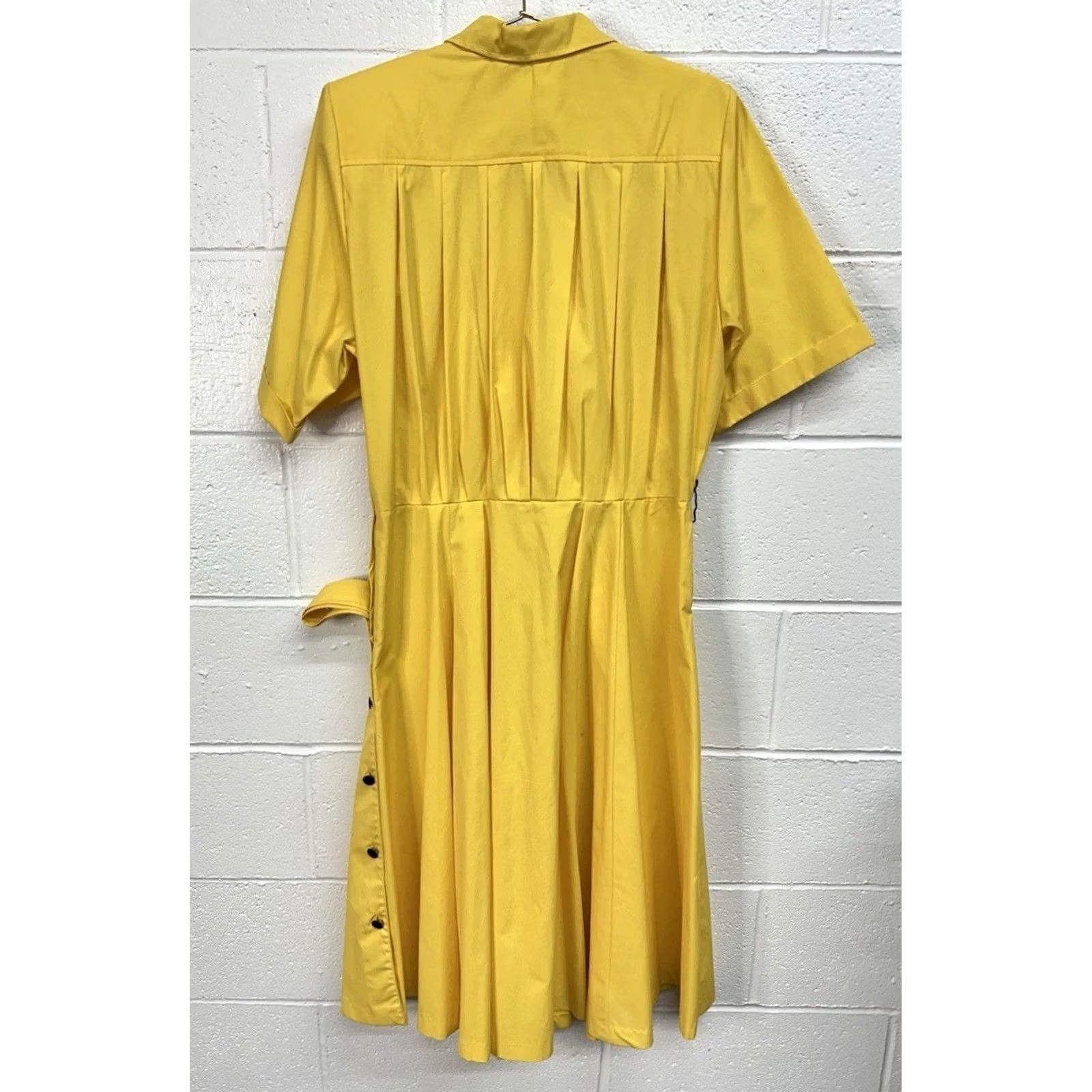 Vintage VINTAGE Sunshine Starshine Yellow Shirt Dress 16 Button Side Belted 80s Mod Dress Boys? Wait Size XXL / US 16-18 / IT 52-54 - 4 Thumbnail