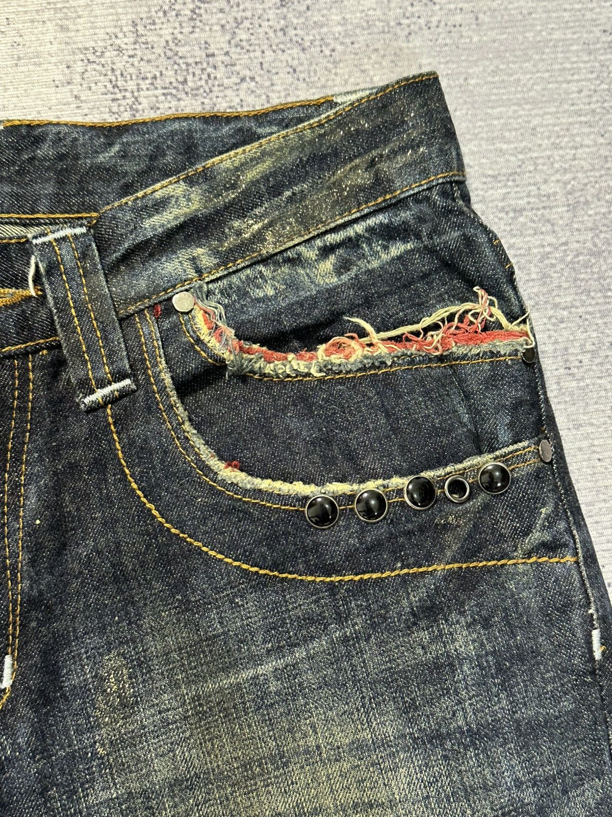 Hysteric Glamour × Undercover Flare Patchwork Semanticdesign Zipper Pocket Denim Pants Size US 31 - 5 Thumbnail