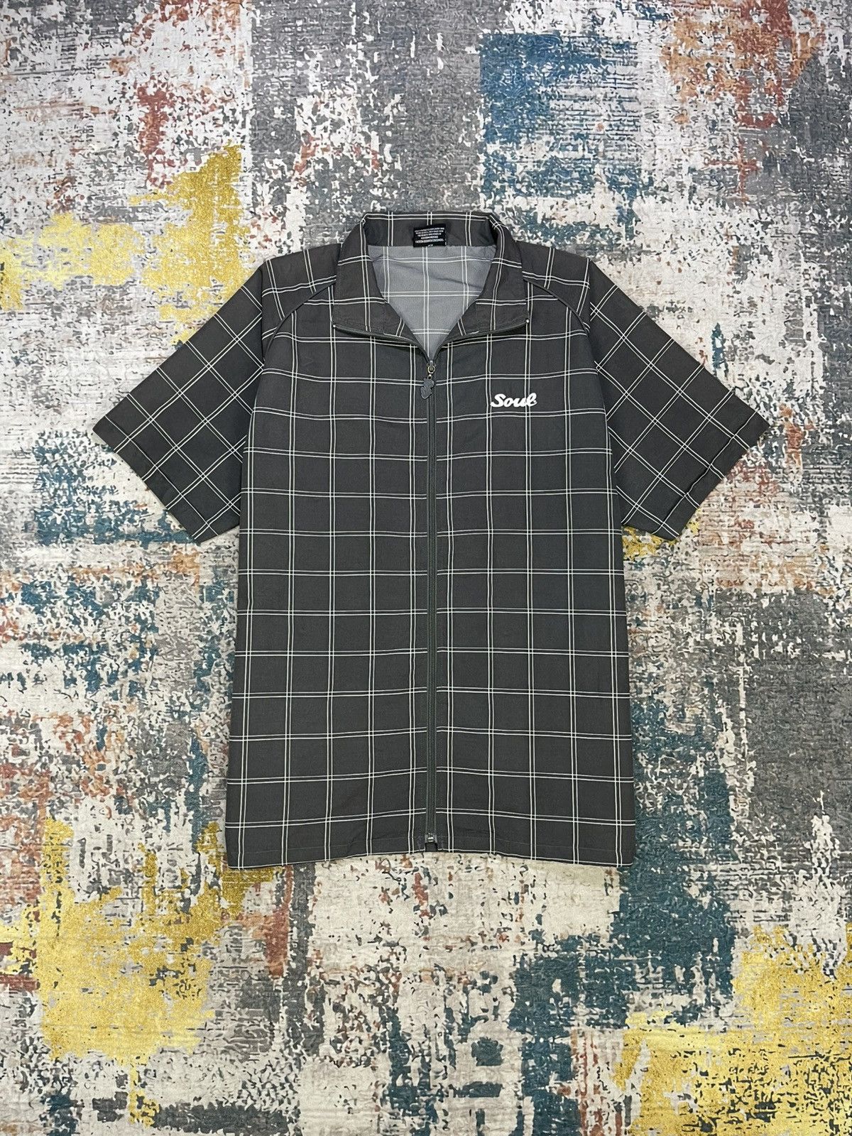Southpole Soul Checkered Zip Up Open Collar Over Shirt Size US L / EU 52-54 / 3 - 1 Thumbnail