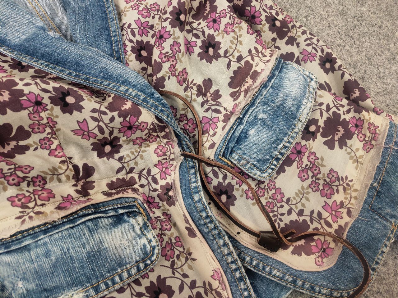 Dsquared2 Design Denim Patchwork Flower string Blazer Jacket
