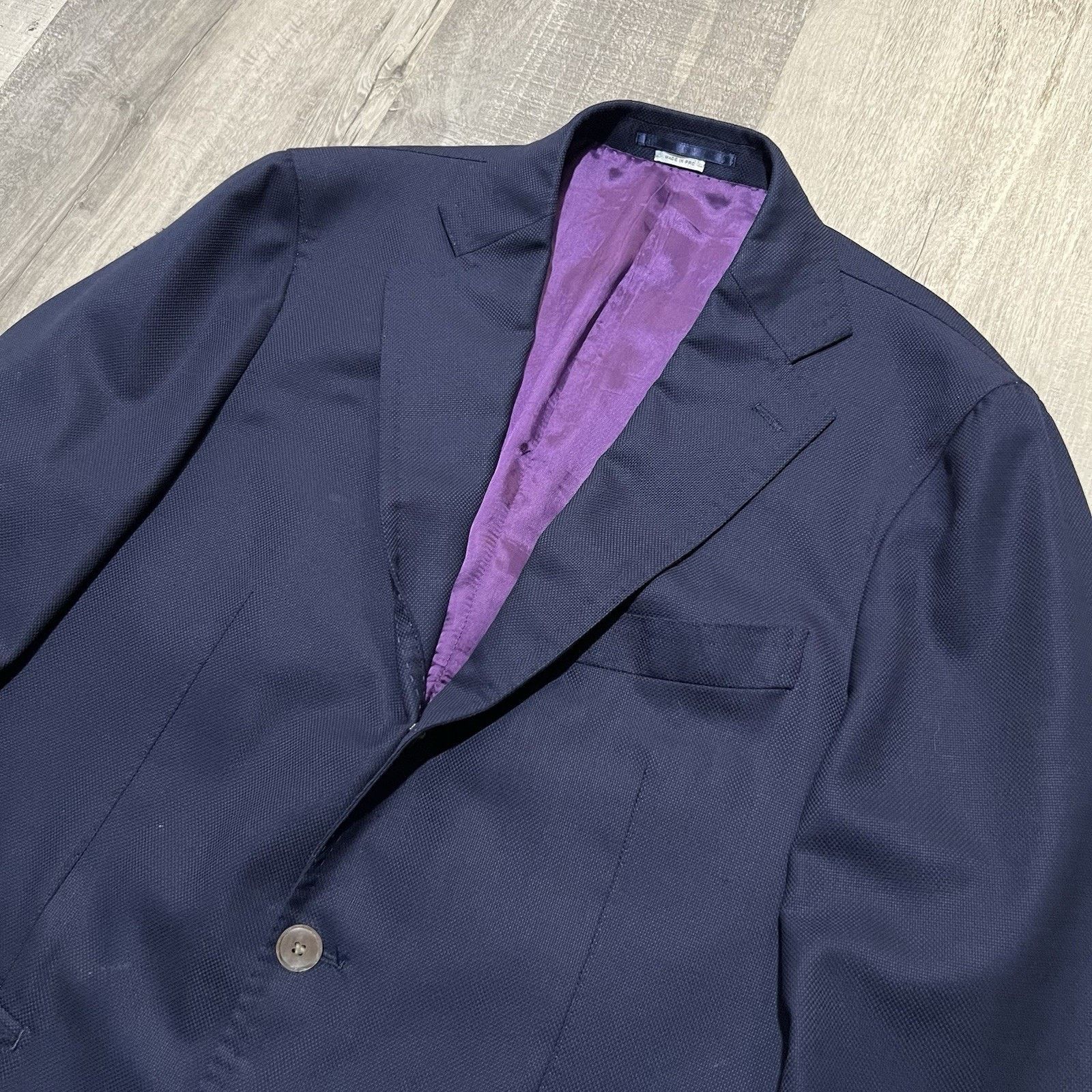 Atelier Aura Atelier Munro Super 100s Blue Wool Button Blazer Sport Coat Size US S / EU 44-46 / 1 - 3 Thumbnail