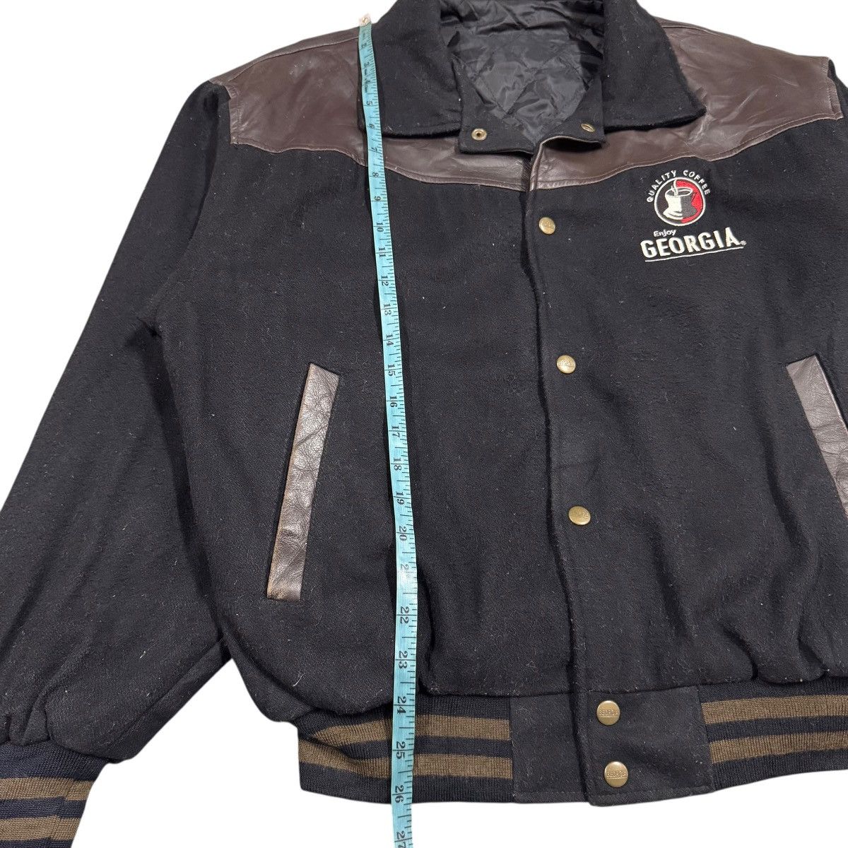 Vintage Vtg🔥90’s Georgia Coffee Varsity Leather/Wool Jacket Size US L / EU 52-54 / 3 - 19 Thumbnail