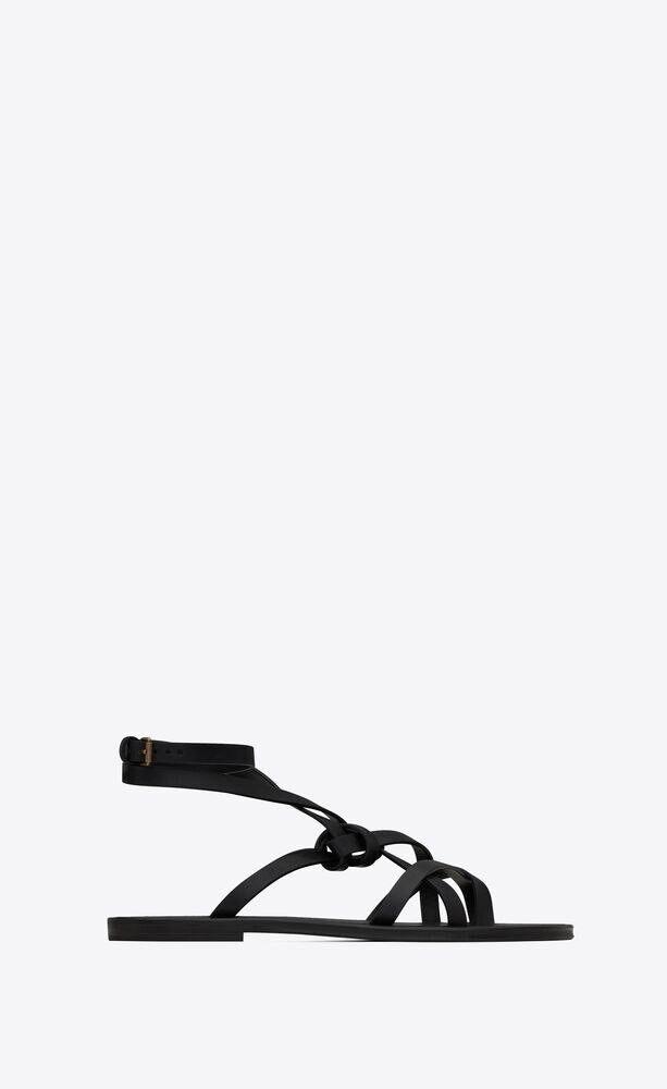 Saint Laurent Paris o1s1wg110425 Santo Sandals In Smooth Leather in Black Size US 10.5 / EU 43-44 - 1 Thumbnail