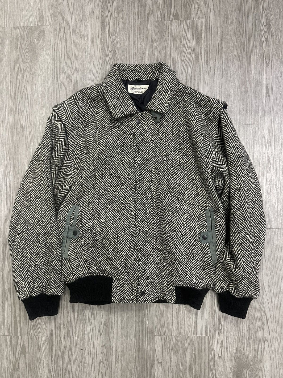 Japanese Brand Vintage Mister Sanwa Herringbone wool dannie bomber jacket Size US M / EU 48-50 / 2 - 3 Thumbnail